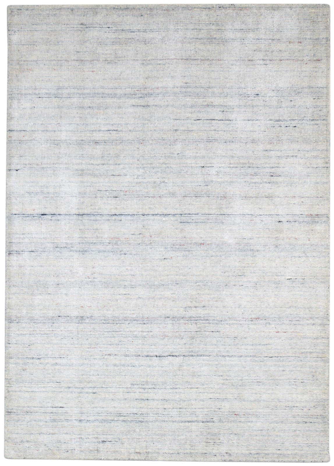 Handloom Grey Wool / Silk Rug 5X7 Modern Scandinavian Striped Room Size Carpet   7864153145493
