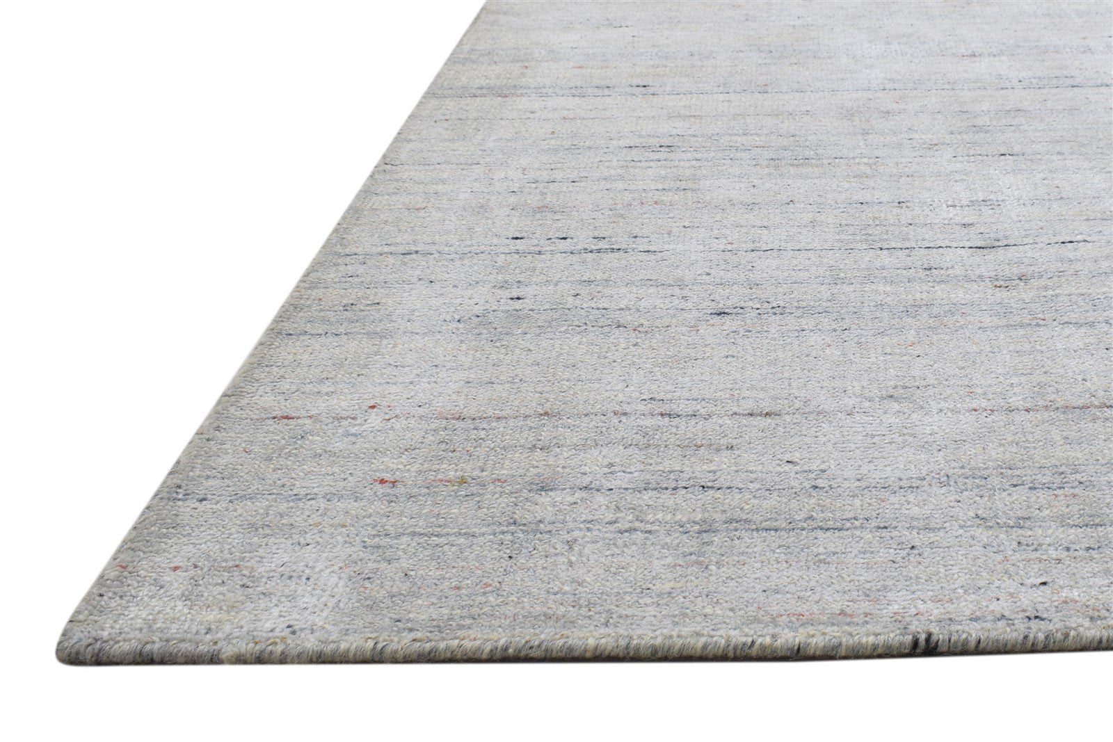 Handloom Grey Wool / Silk Rug 5X7 Modern Scandinavian Striped Room Size Carpet   7864153145493