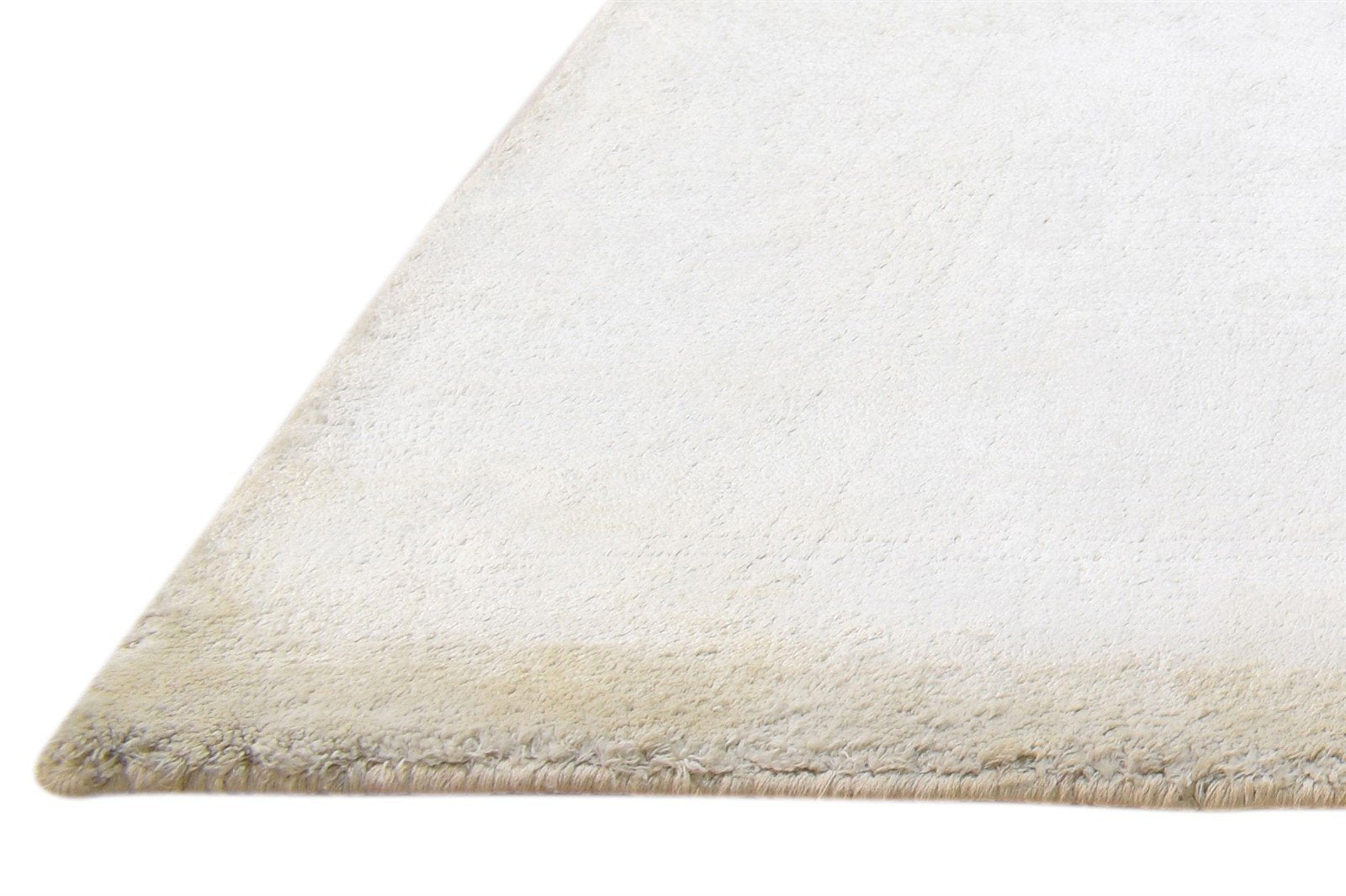 Handloom Ivory Silk Rug 2' X 3' Modern Scandinavian Solid Small Carpet   7860698448021