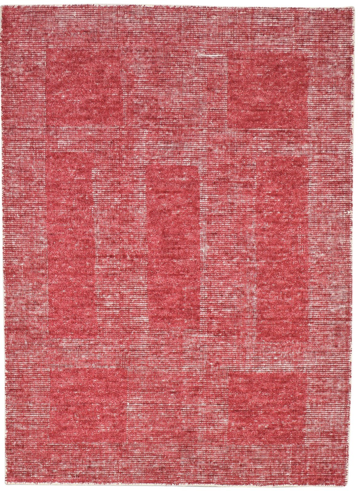 Handloom Red Wool Rug 5' X 6' Modern Scandinavian Geometric Room Size Carpet   7864153571477