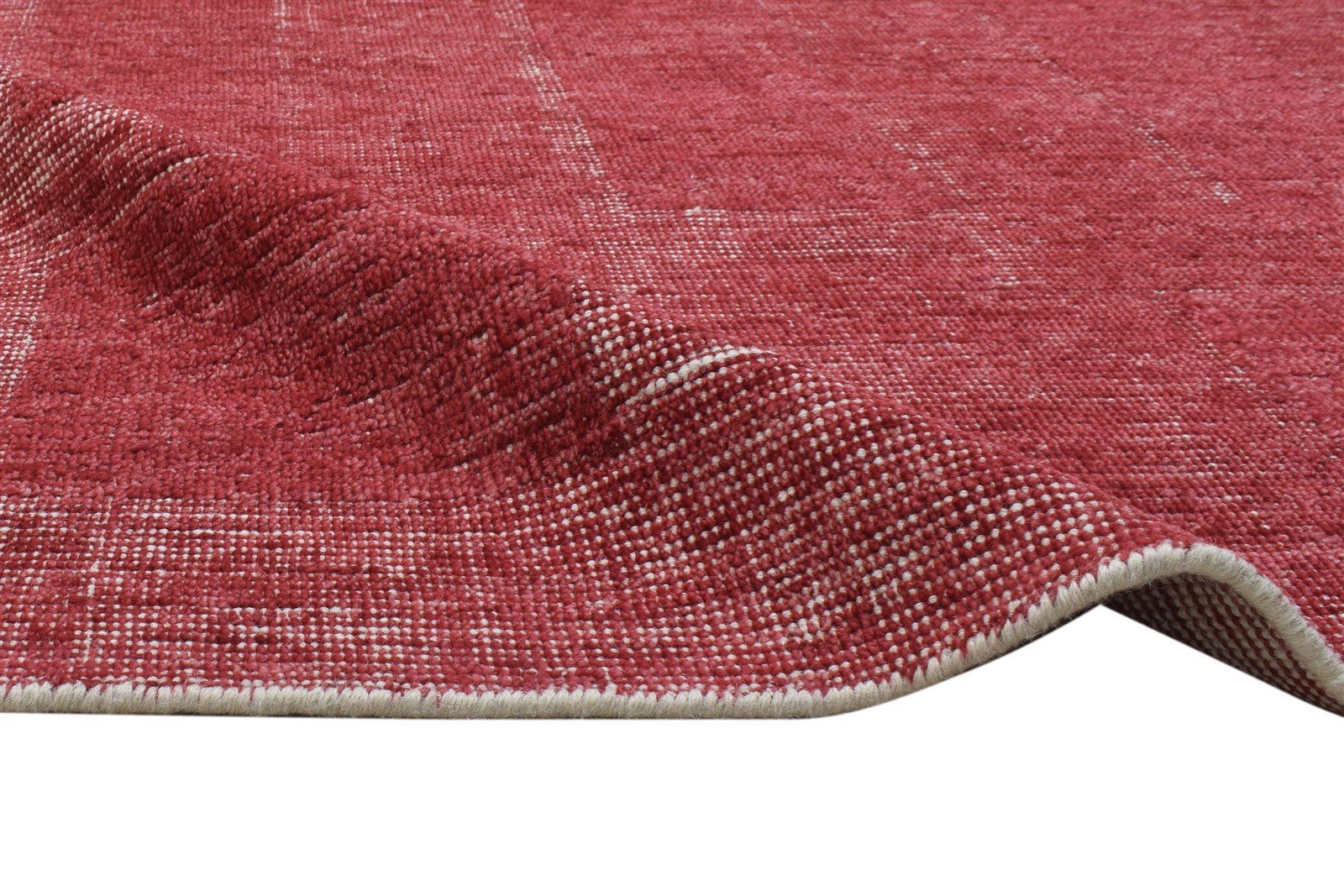 Handloom Red Wool Rug 5' X 6' Modern Scandinavian Geometric Room Size Carpet   7864153571477