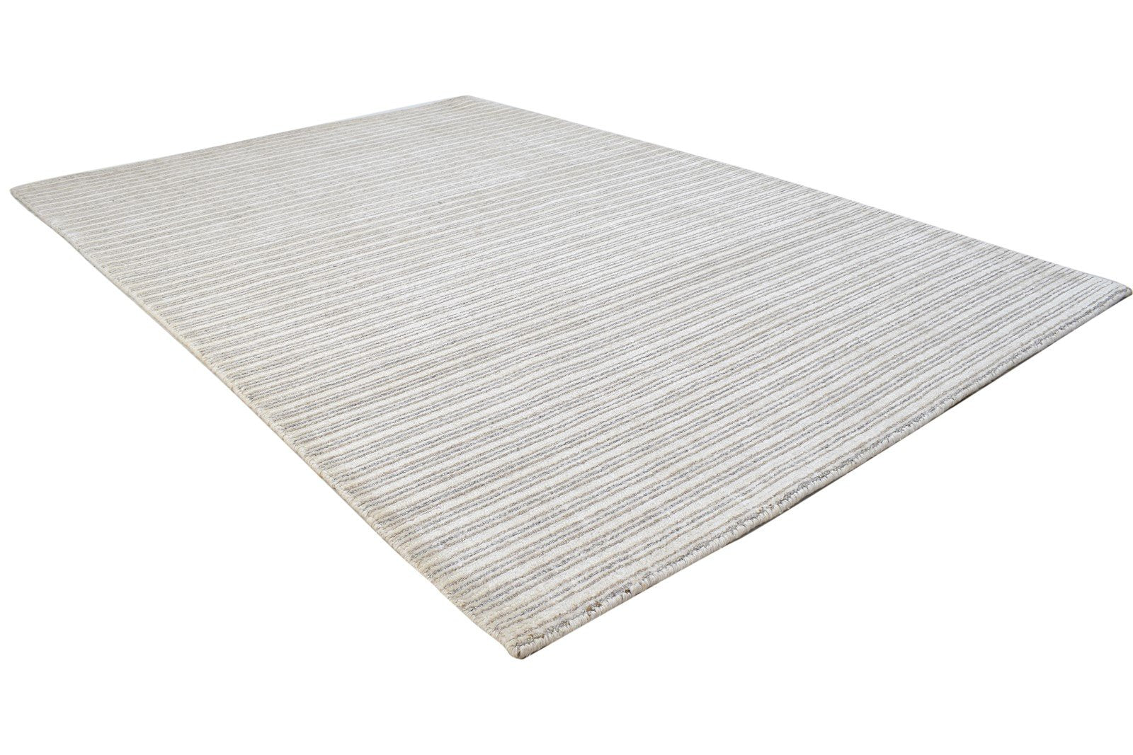 Handloom Sand Silk Rug 4' X 6' Modern Scandinavian Striped Room Size Carpet   7864512053397