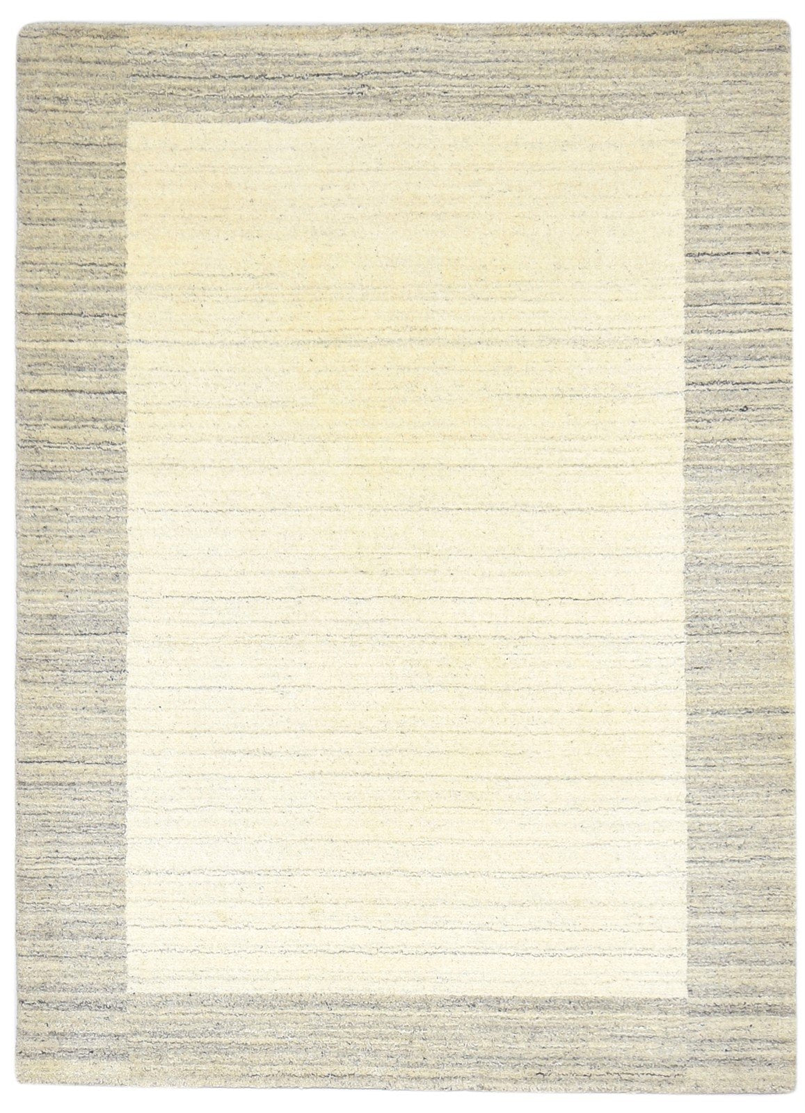Handloom Sand Wool Rug 4' X 6' Modern Scandinavian Bordered Room Size Carpet   7864884363413