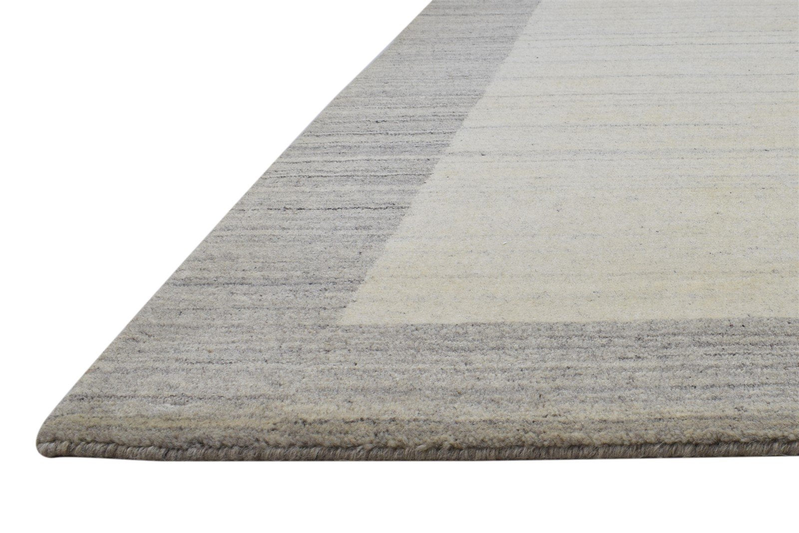 Handloom Sand Wool Rug 4' X 6' Modern Scandinavian Bordered Room Size Carpet   7864884363413