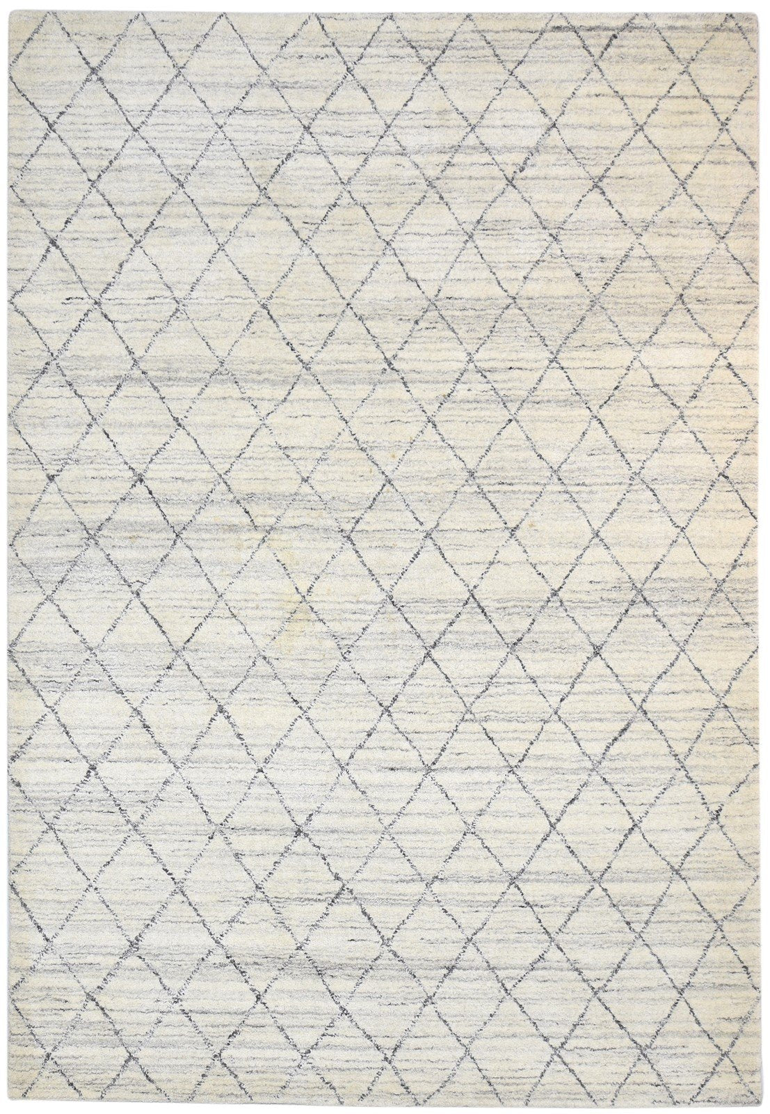 Handloom Sand Wool Rug 5' X 8' Modern Moroccan Diamond Room Size Carpet   7864229626005