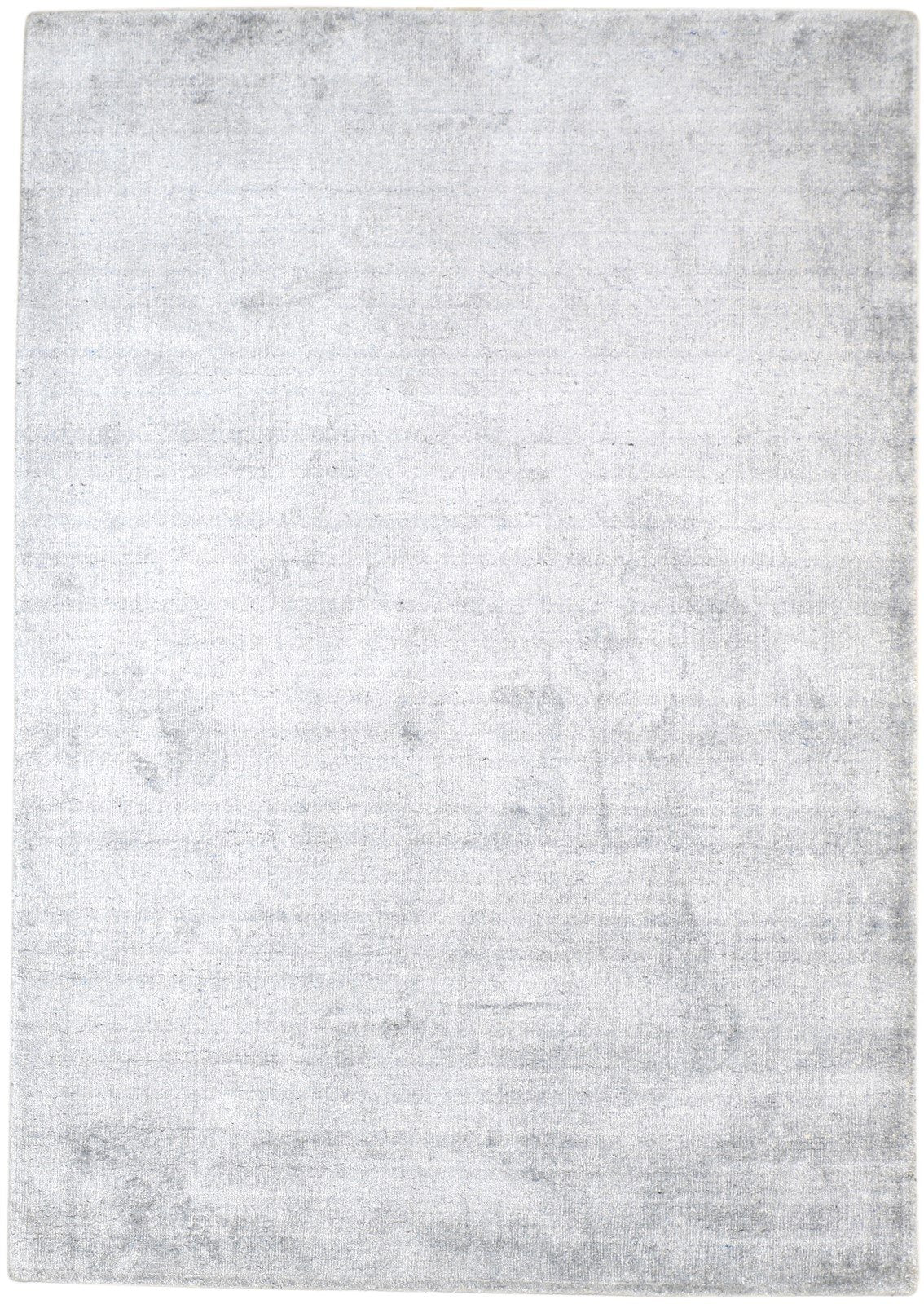 Handloom Silver Silk Rug 5' X 7' Modern Scandinavian Solid Room Size Carpet   7864149672085