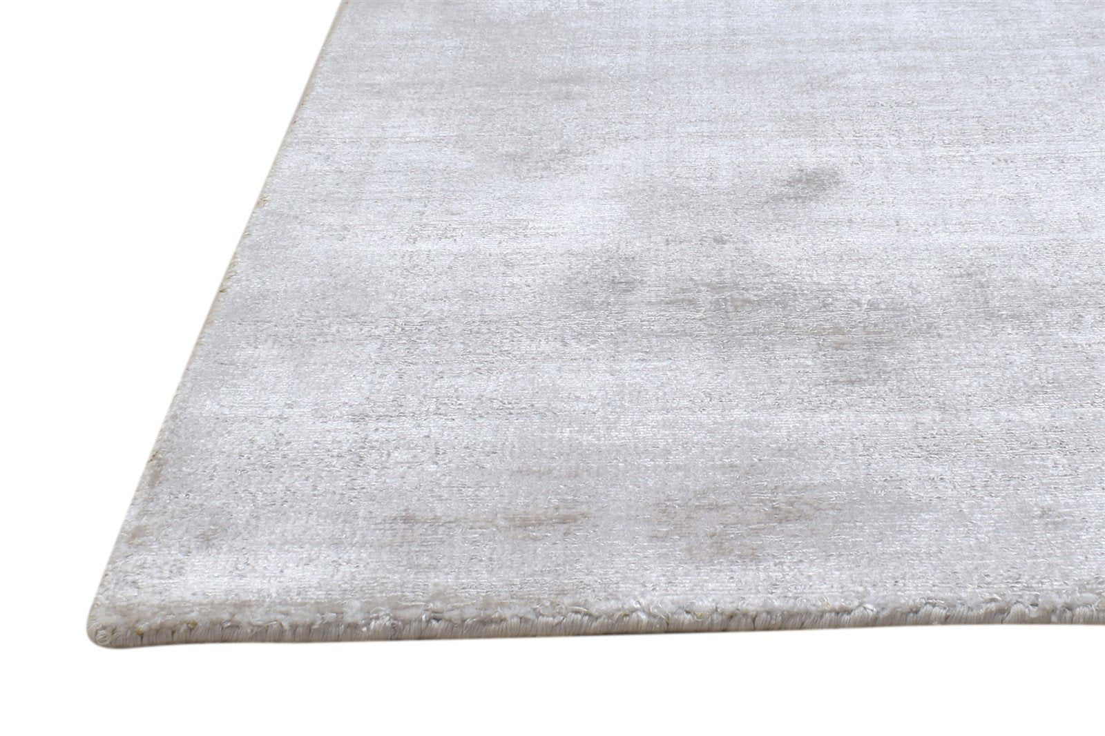 Handloom Silver Wool / Silk Rug 2' X 3' Modern Scandinavian Solid Small Carpet   7864316100757
