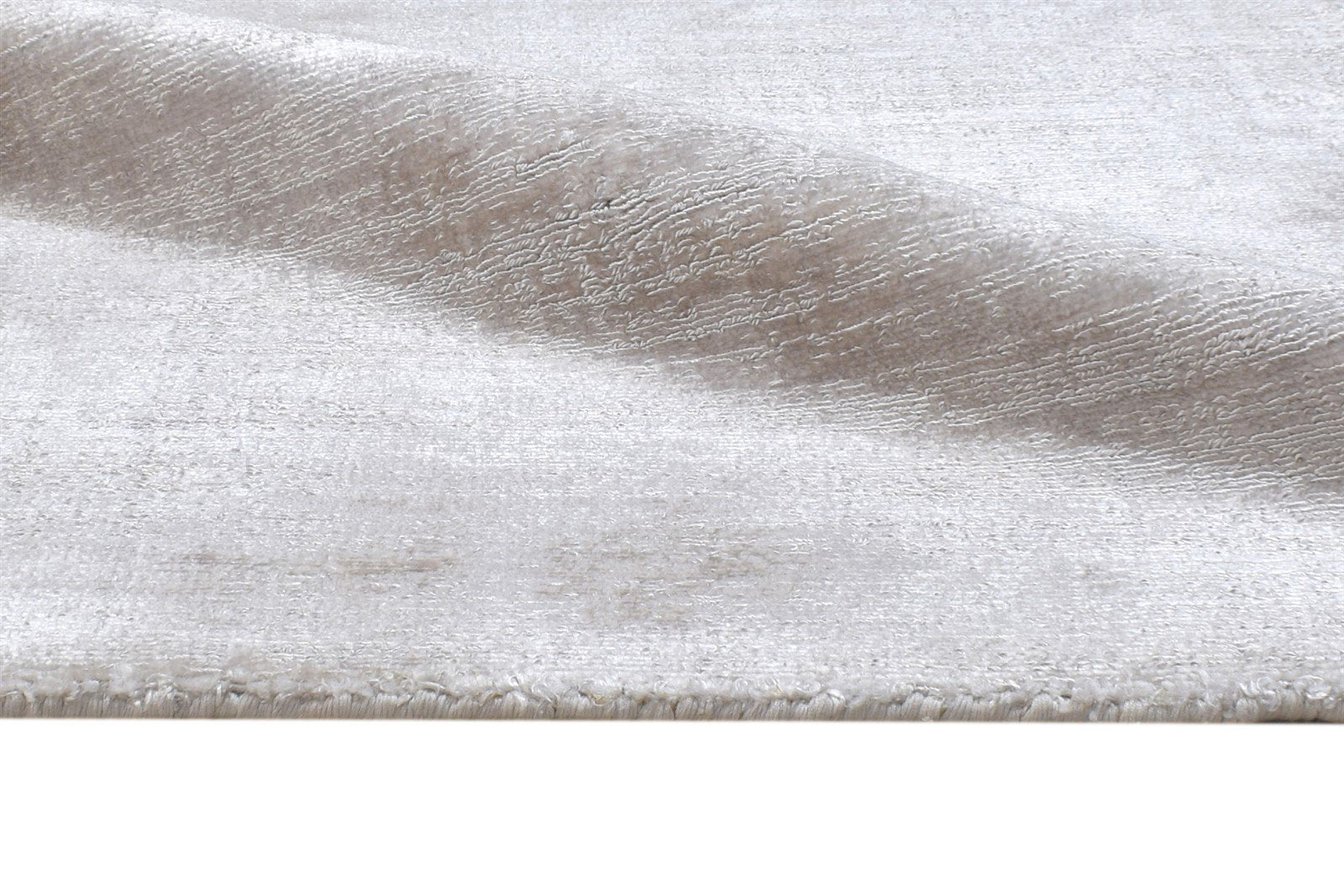 Handloom Silver Wool / Silk Rug 2' X 3' Modern Scandinavian Solid Small Carpet   7864316100757