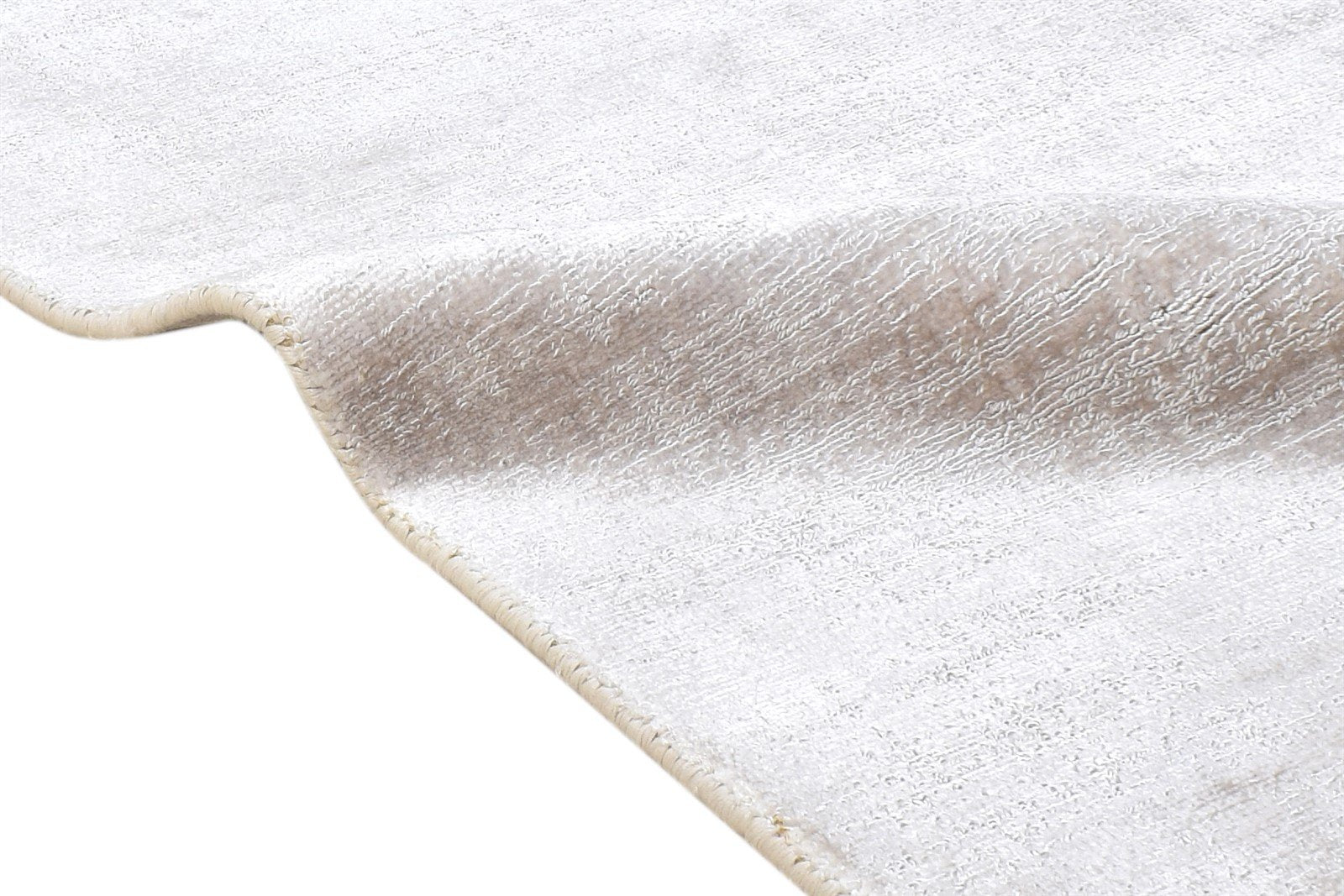 Handloom Silver Wool / Silk Rug 2' X 3' Modern Scandinavian Solid Small Carpet   7864316100757