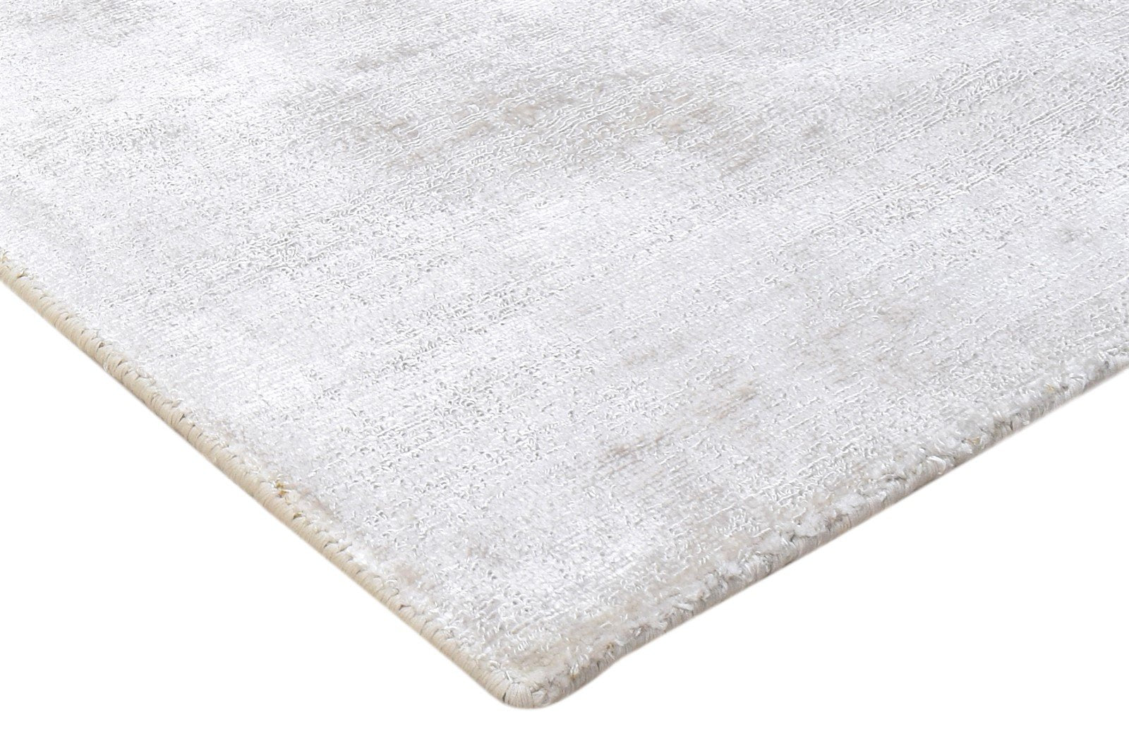 Handloom Silver Wool / Silk Rug 2' X 3' Modern Scandinavian Solid Small Carpet   7864316100757