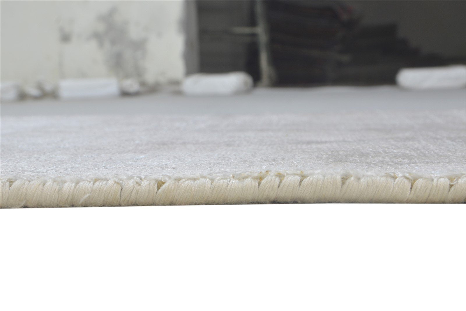 Handloom Silver Wool / Silk Rug 2' X 3' Modern Scandinavian Solid Small Carpet   7864316100757