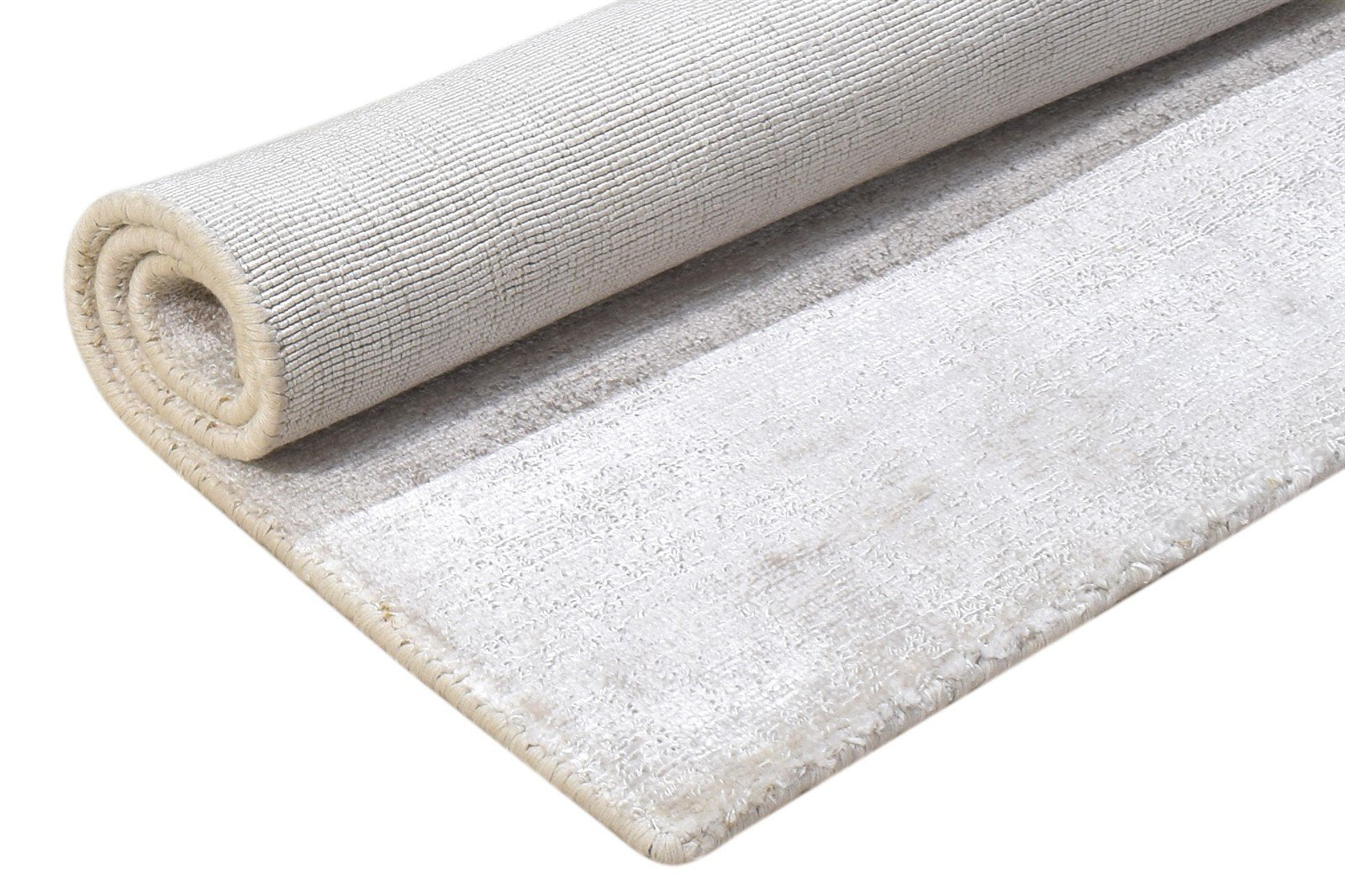 Handloom Silver Wool / Silk Rug 2' X 3' Modern Scandinavian Solid Small Carpet   7864316100757