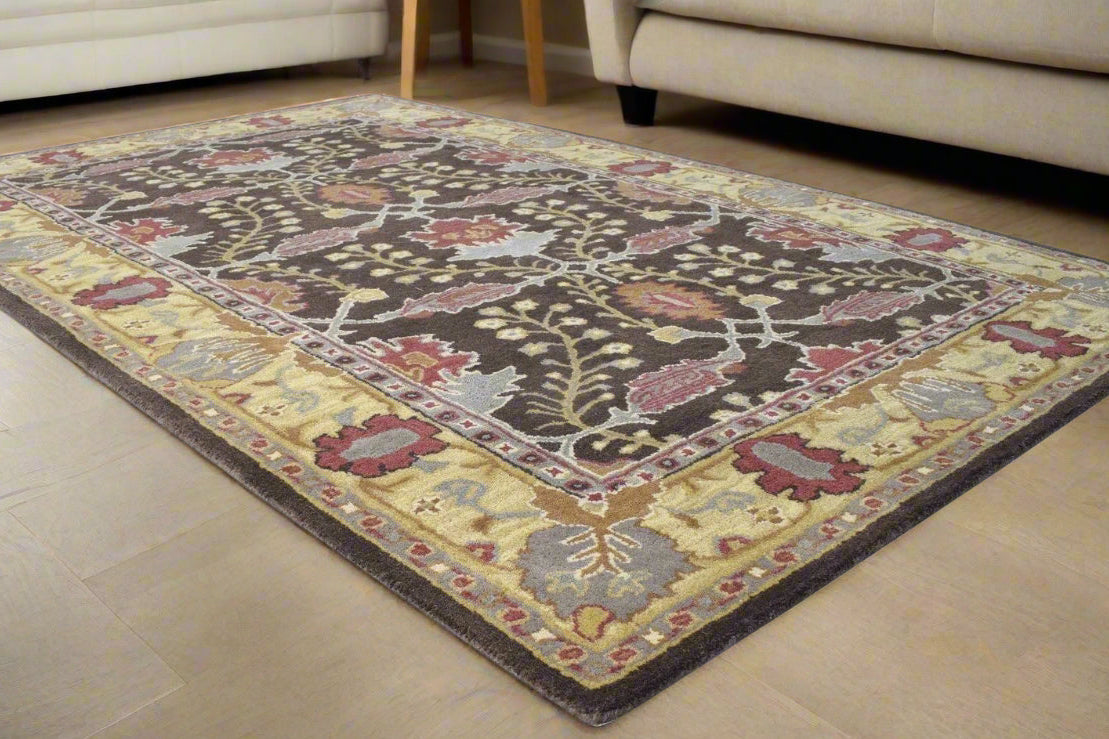 Handmade Oushak Rug Brown Wool Rug Persian Oriental Brandon   8742960758933