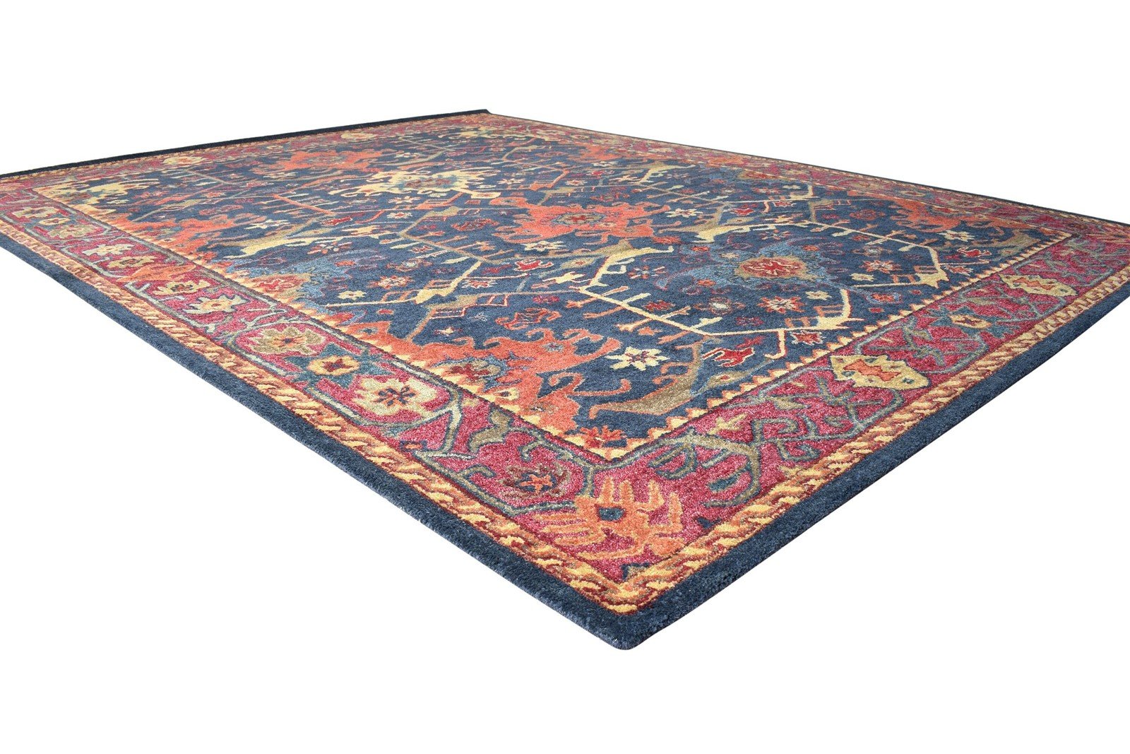 Handmade Rug Wool Oushak Area Rug Runner Modern Channing Blue Indigo Rug   8623913336981