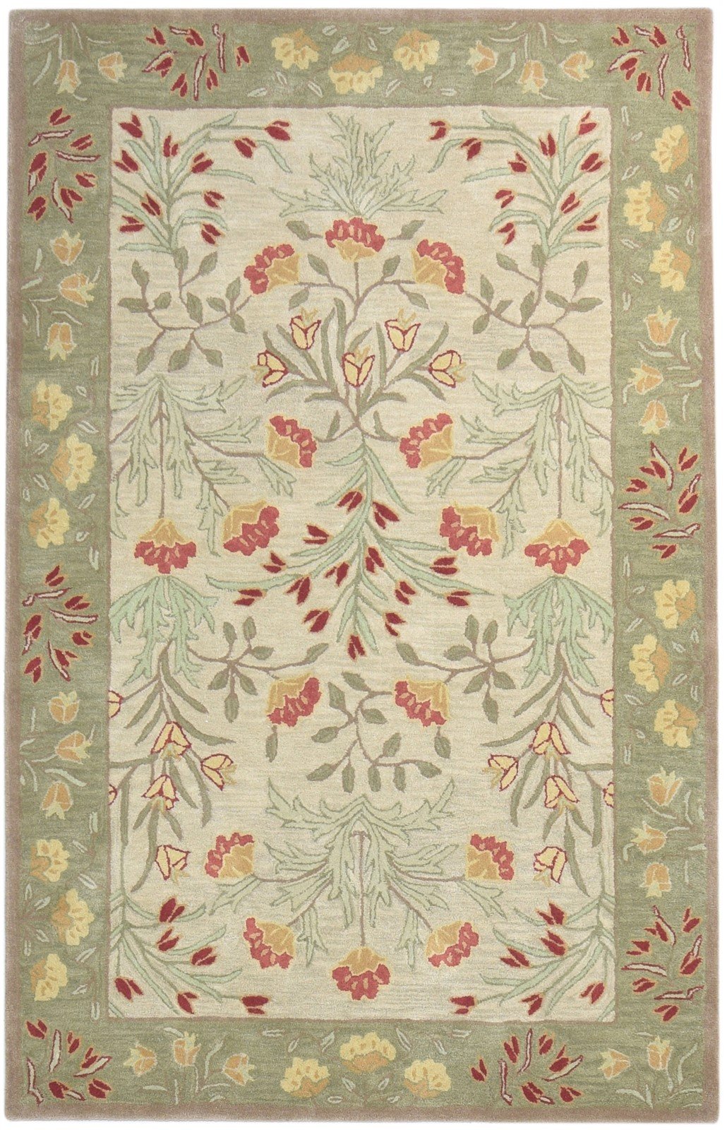 Handmade Wool Rug Floral Beige Persian Tufted Living Room Rug Adeline Rug   8736220545173