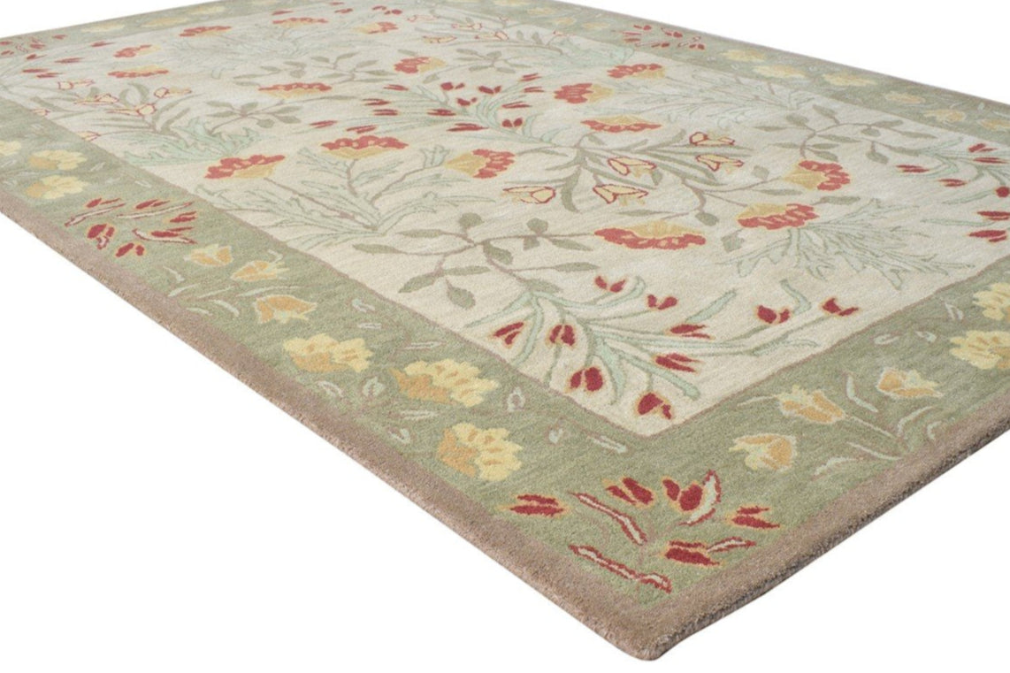 Handmade Wool Rug Floral Beige Persian Tufted Living Room Rug Adeline Rug   8736220545173