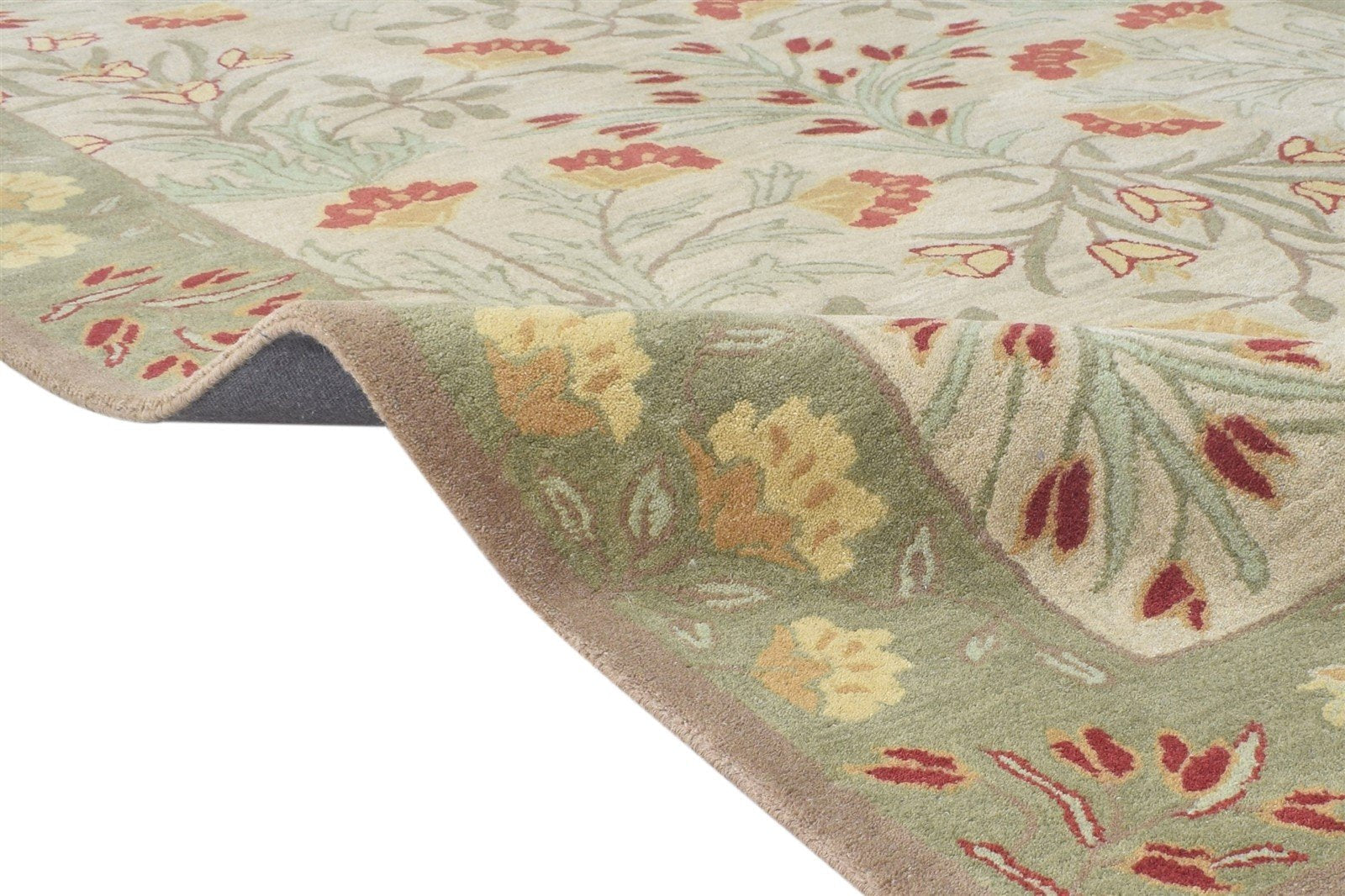 Handmade Wool Rug Floral Beige Persian Tufted Living Room Rug Adeline Rug   8736220545173