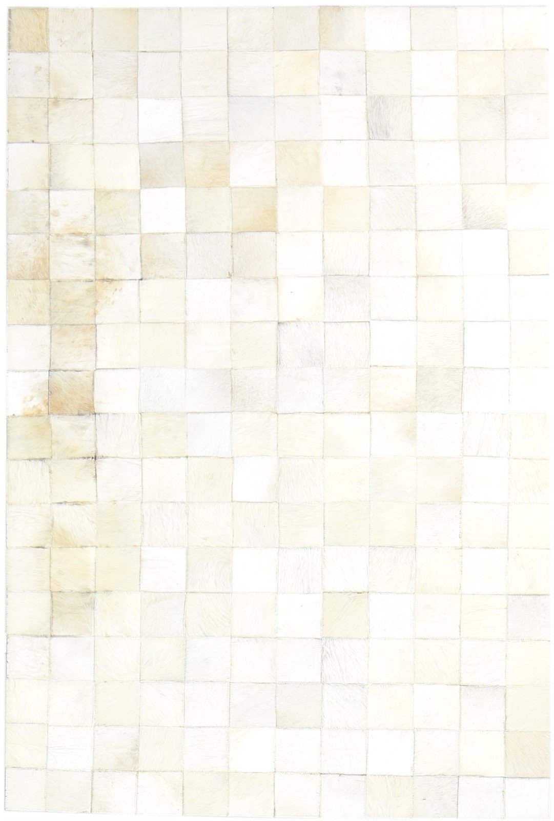 Helli Ivory Handmade Leather Checkerboard Rug | Modern Checkered Patchwork Cowhide Area Rug   7864582766741