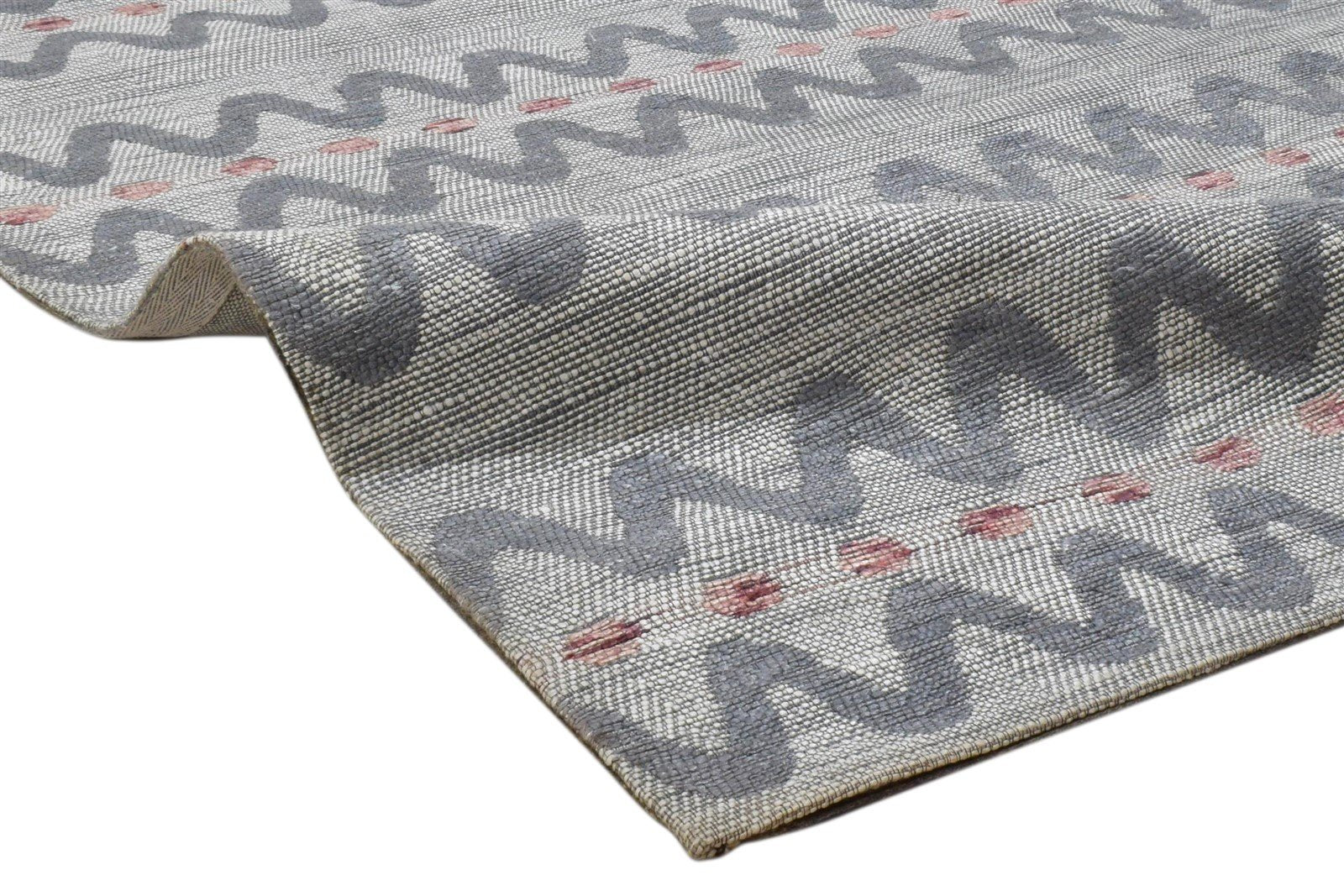 Herminia Grey Silk Rug 5' X 8' Modern Jacquard Loom French Chevron   7860700610709