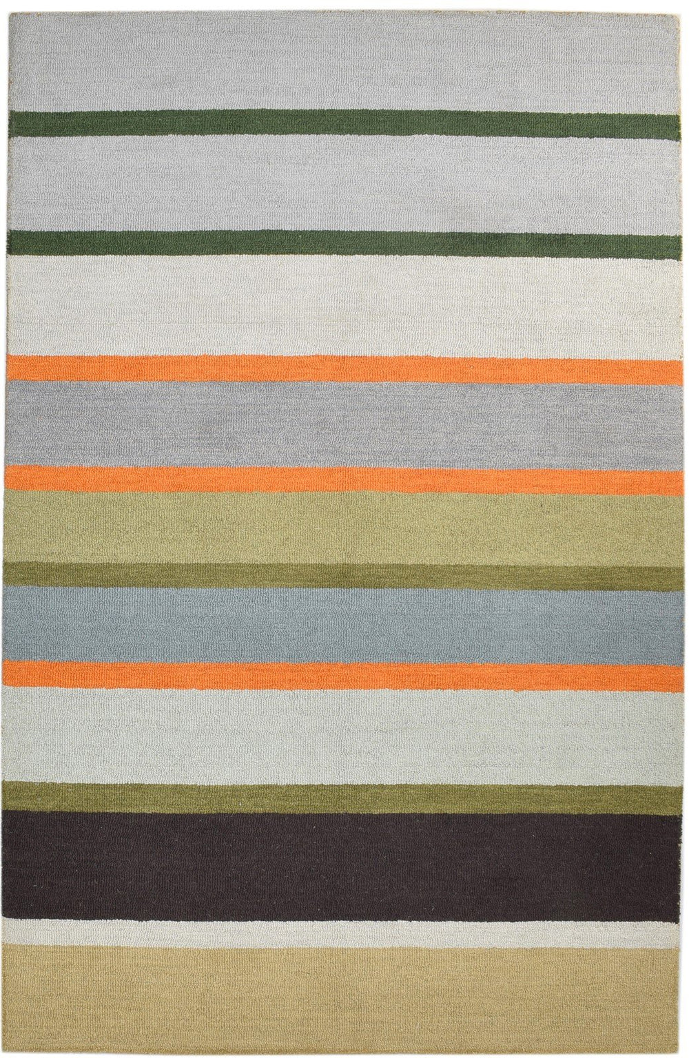 Hetty Hand Tufted Multi Color Wool Rug 5X8 Modern Scandinavian Striped