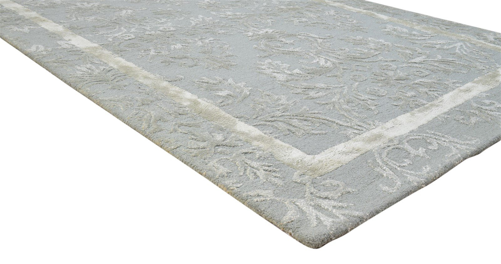Hyacintha 5' X 8' Rug Wool / Silk Grey Modern Hand Tufted French Floral   7860687798421