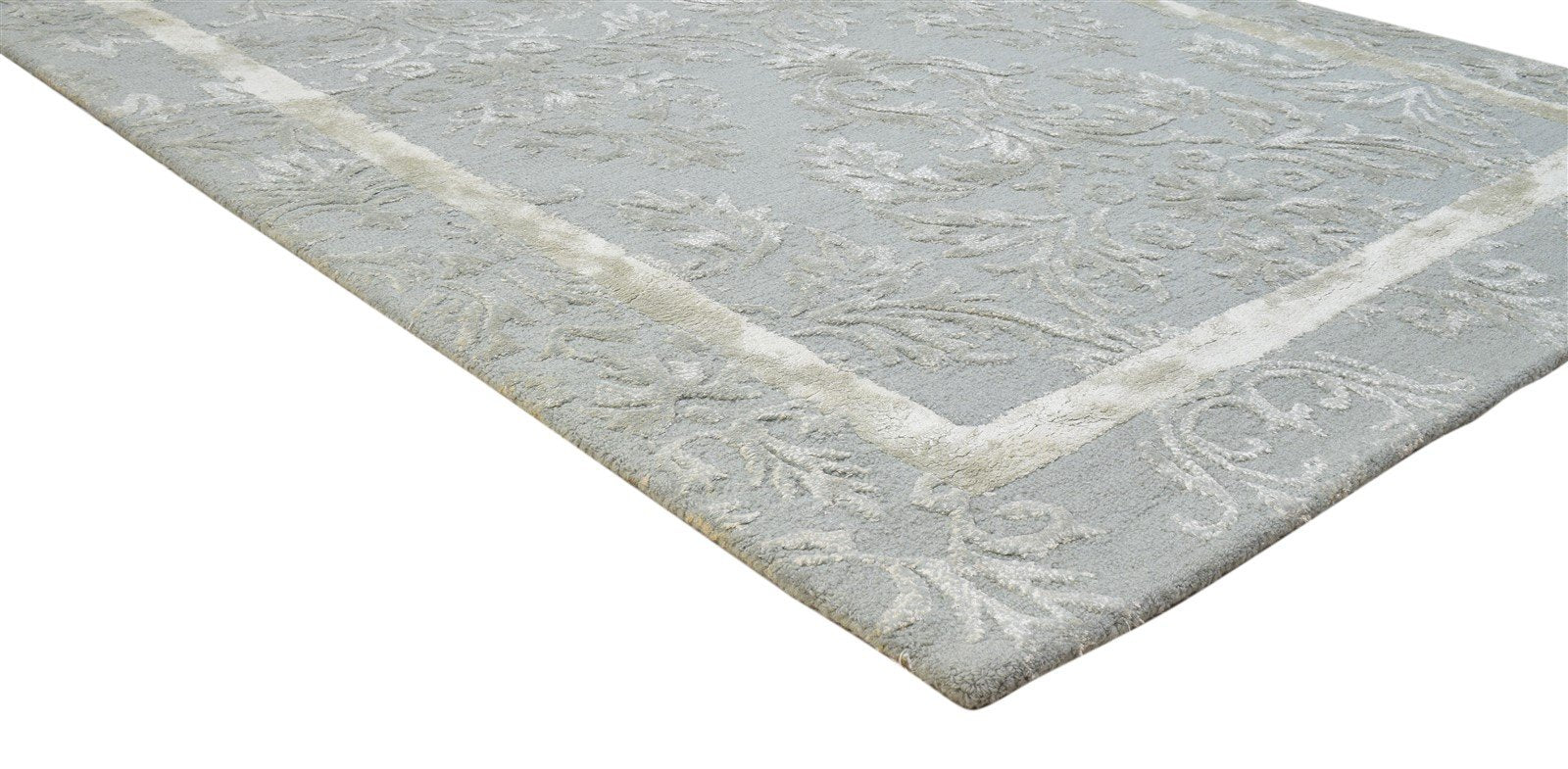 Hyacintha 5' X 8' Rug Wool / Silk Grey Modern Hand Tufted French Floral   7860687798421