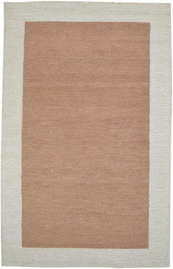 100% Wool / Art Silk Rust Rug 5X8 Modern Hand Tufted Scandinavian Bord