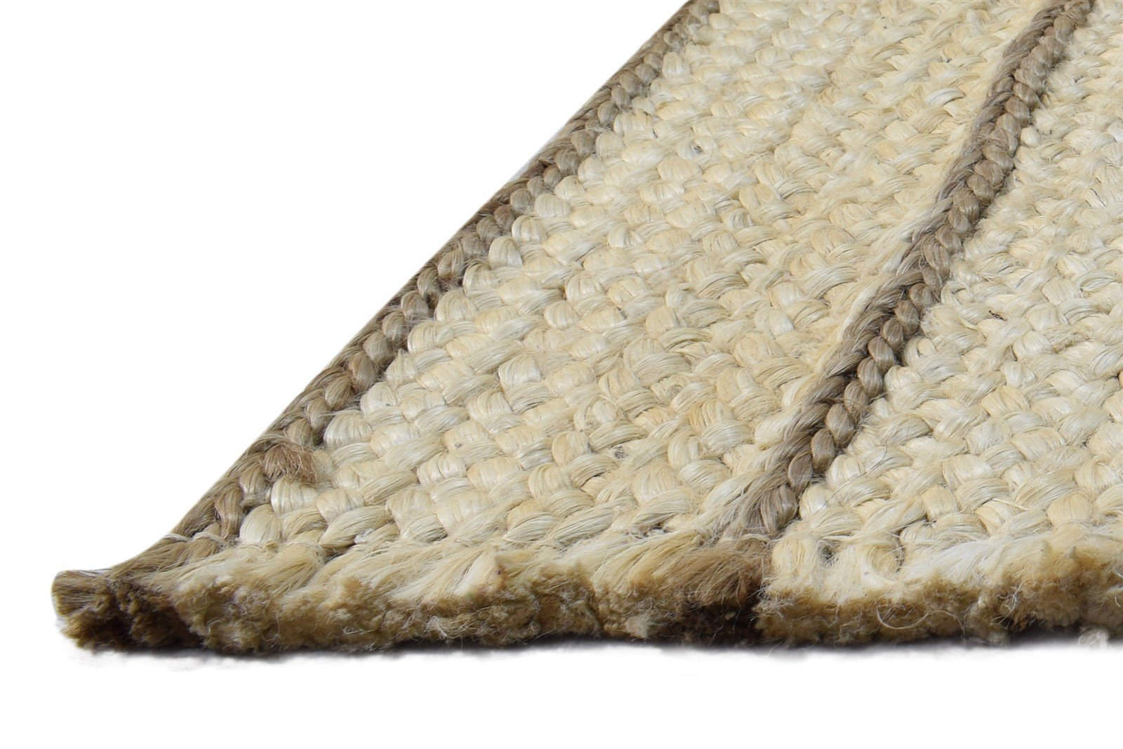 Ivory Jute Rug 2' X 3' Modern Hand Woven Scandinavian Striped Small Carpet   7864960221333