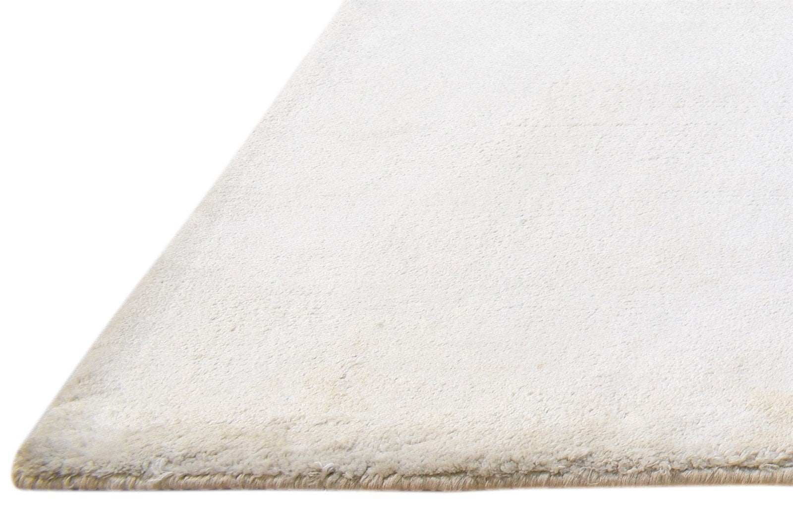 Ivory Silk Rug 2' X 3' Modern Handloom Scandinavian Solid Small Carpet   7860698513557