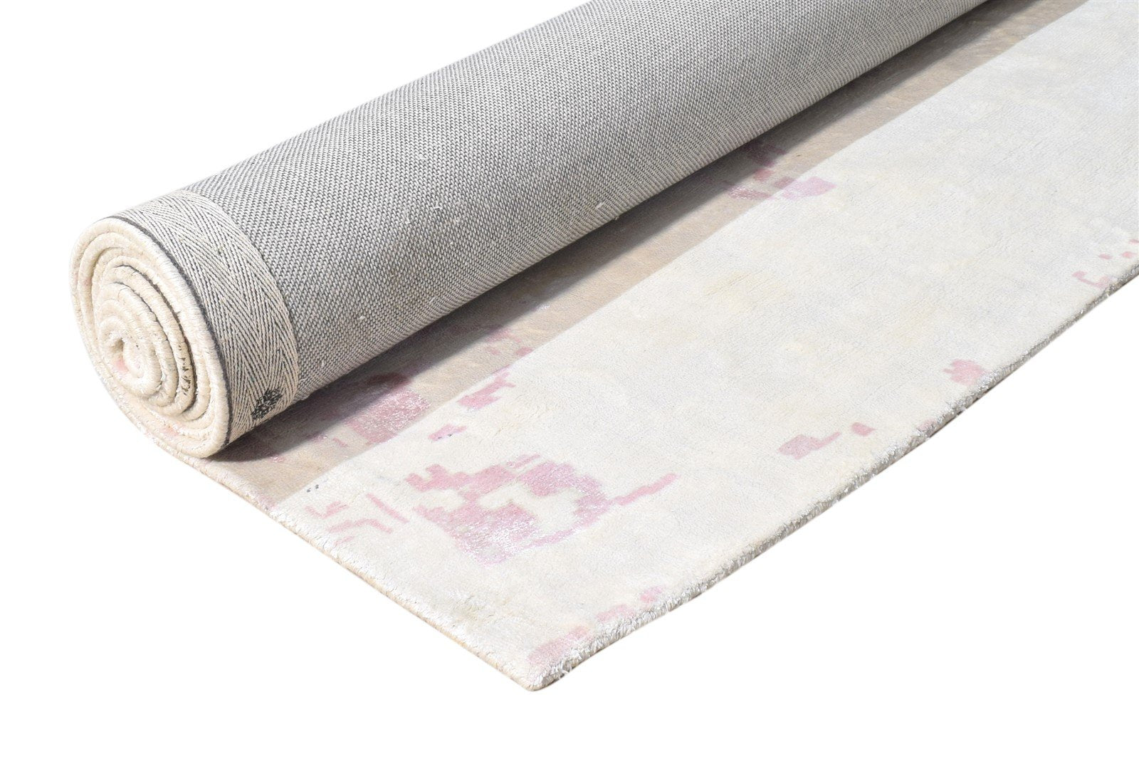 Ivory Silk Rug 8' X 9' Modern Handloom American Abstract Large Carpet   7865149194389