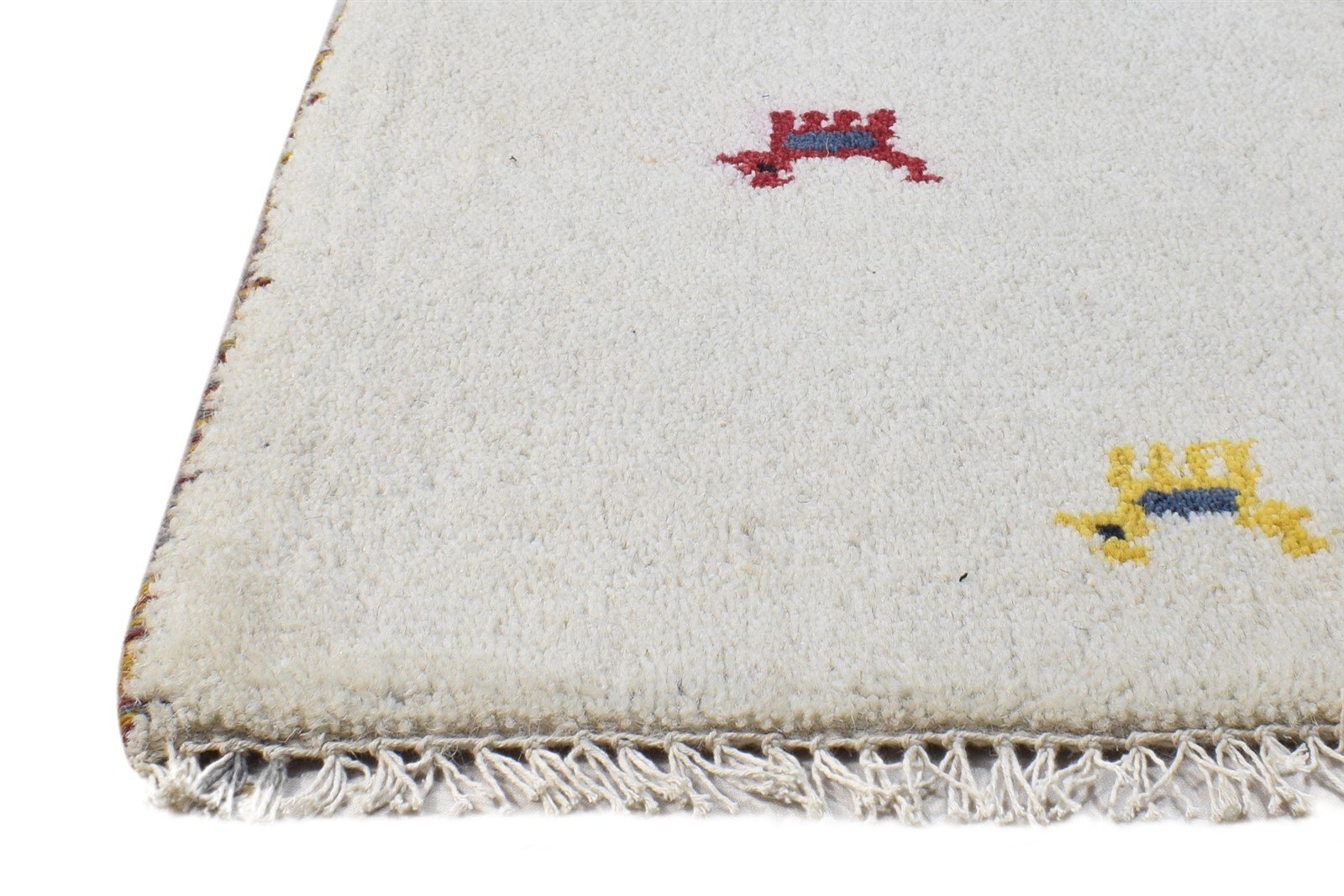 Ivory Wool Rug 1' X 2' Southwestern Hand Knotted American Tribal Small Carpet   7865060982933