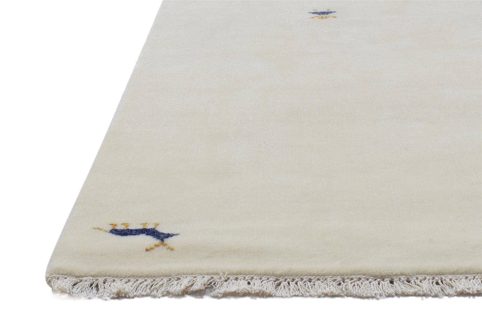 Ivory Wool Rug 2' X 5' Persian Hand Knotted Gabbeh Southwestern Small Carpet   7864199938197