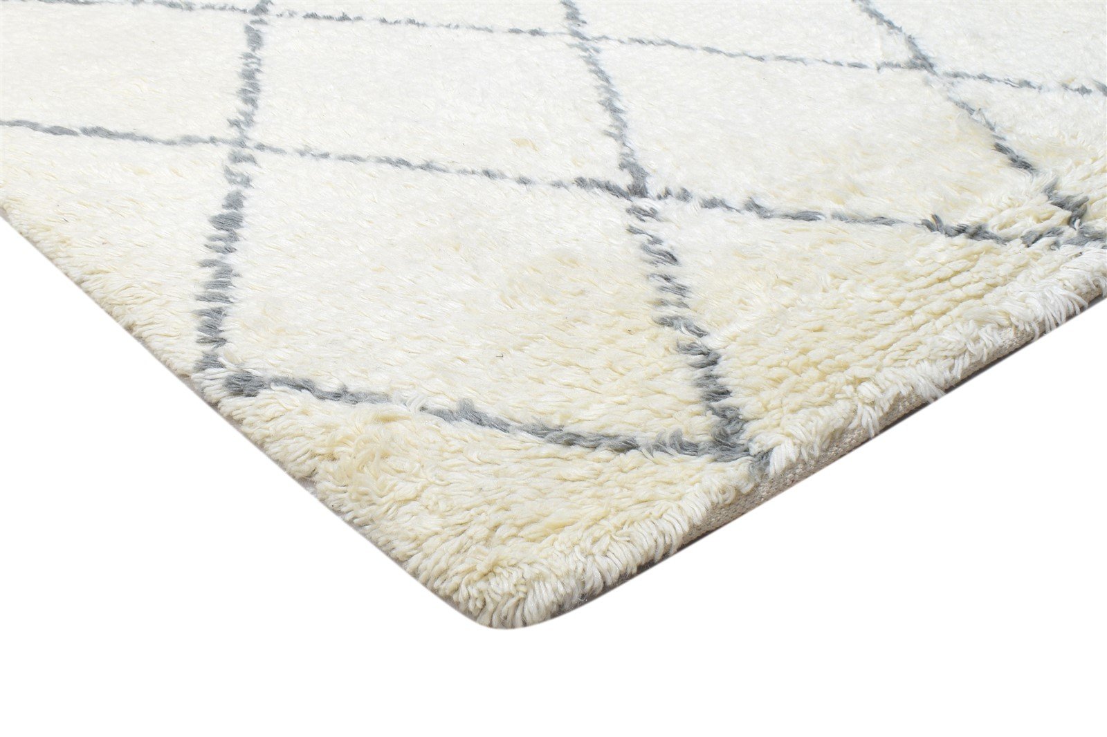 Ivory Wool Rug 5' X 7' Modern Hand Woven Moroccan Diamond Room Size Carpet   7864151212181