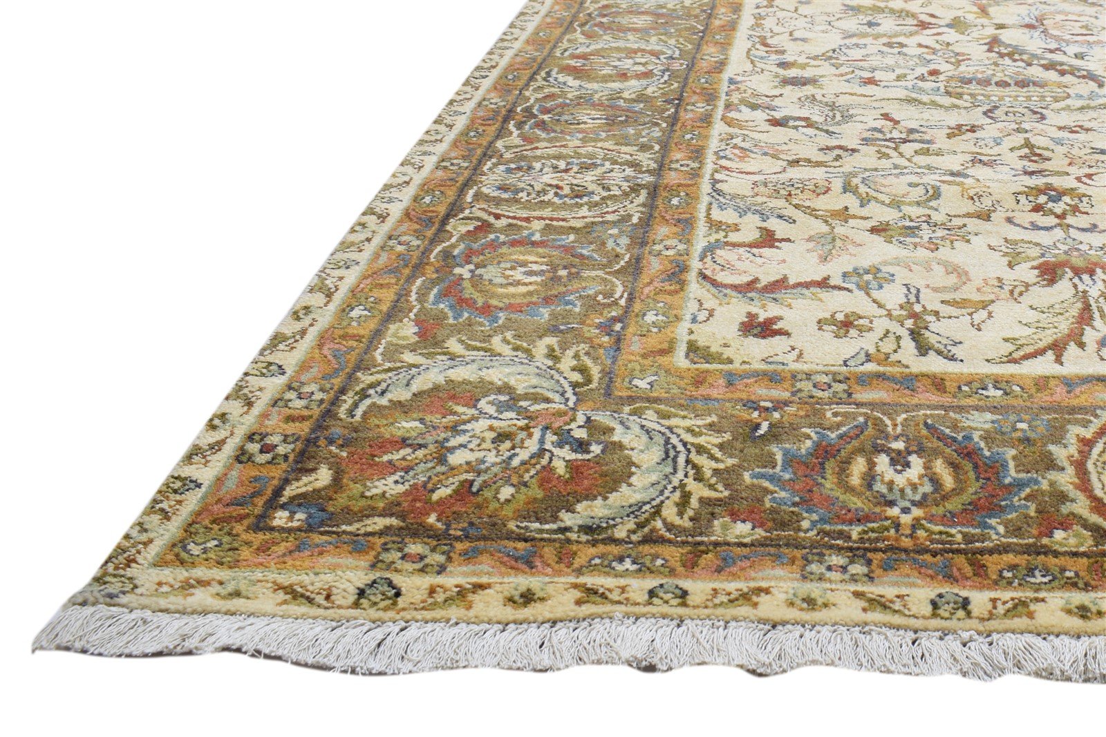 Ivory Wool Rug 6' X 9' Persian Hand Knotted Kashan Oriental Room Size Carpet   7860693893269