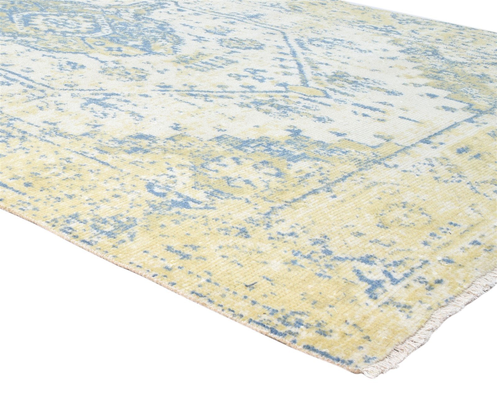 Ivory Wool Rug 6' X 9' Persian Hand Knotted Nain Distressed Room Size Carpet   7864082202773