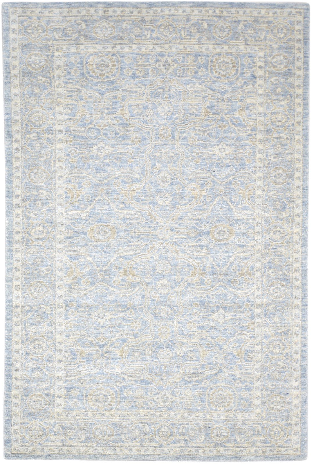 Jacquard Loom Blue Wool Silk Rug 5X8 Modern Oushak Oriental Room Size Carpet   7864144855189