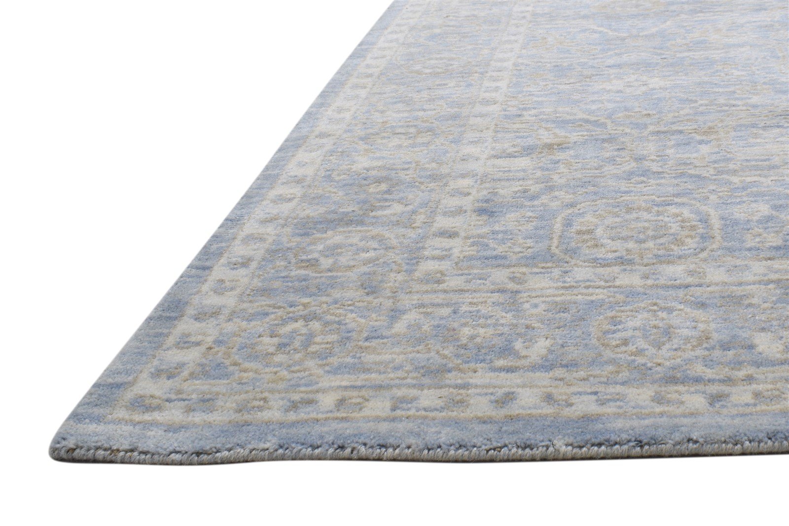 Jacquard Loom Blue Wool Silk Rug 5X8 Modern Oushak Oriental Room Size Carpet   7864144855189