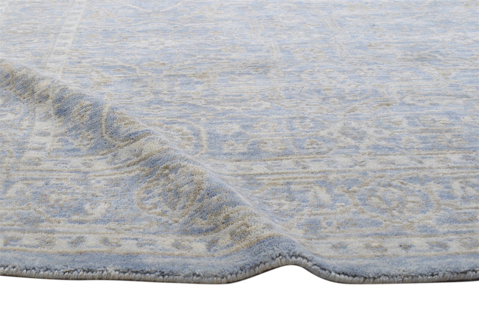 Jacquard Loom Blue Wool Silk Rug 5X8 Modern Oushak Oriental Room Size Carpet   7864144855189