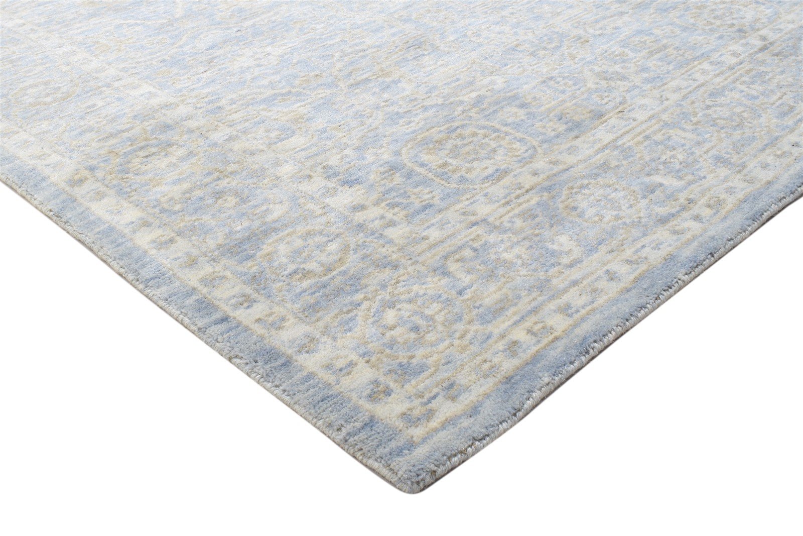 Jacquard Loom Blue Wool Silk Rug 5X8 Modern Oushak Oriental Room Size Carpet   7864144855189