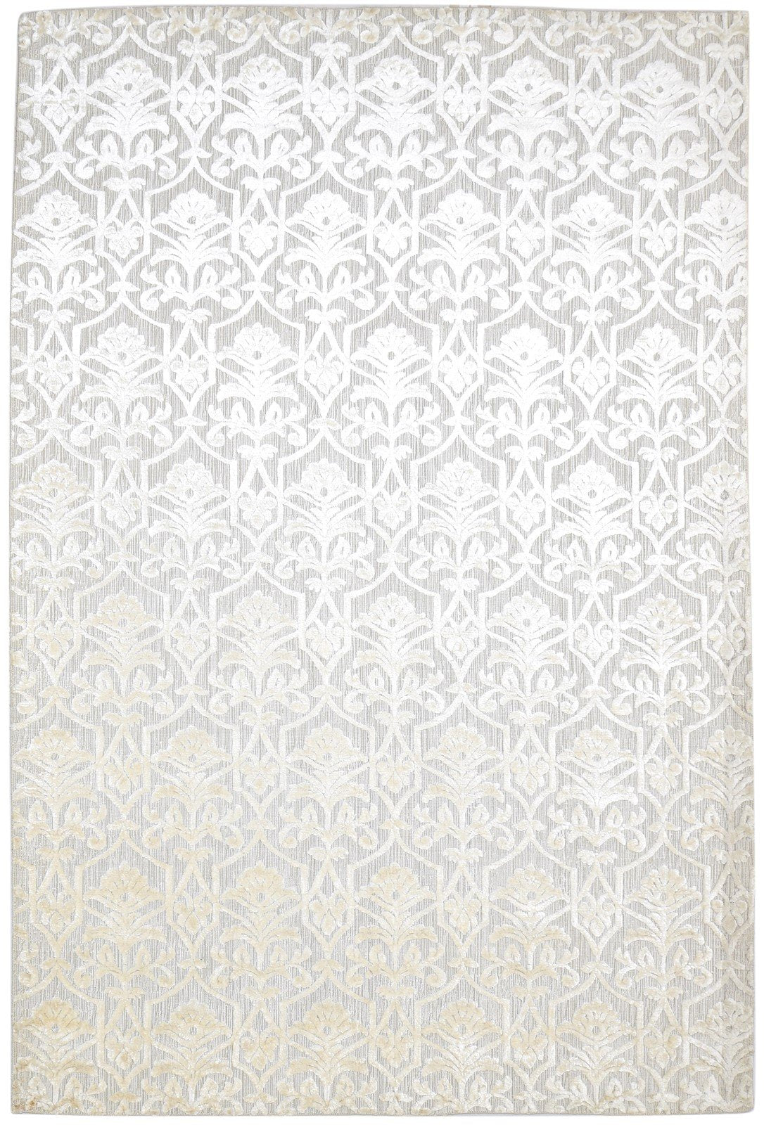 Jacquard Loom Grey Silk Rug 6' X 9' Modern French Damask Room Size Carpet   7864311971989