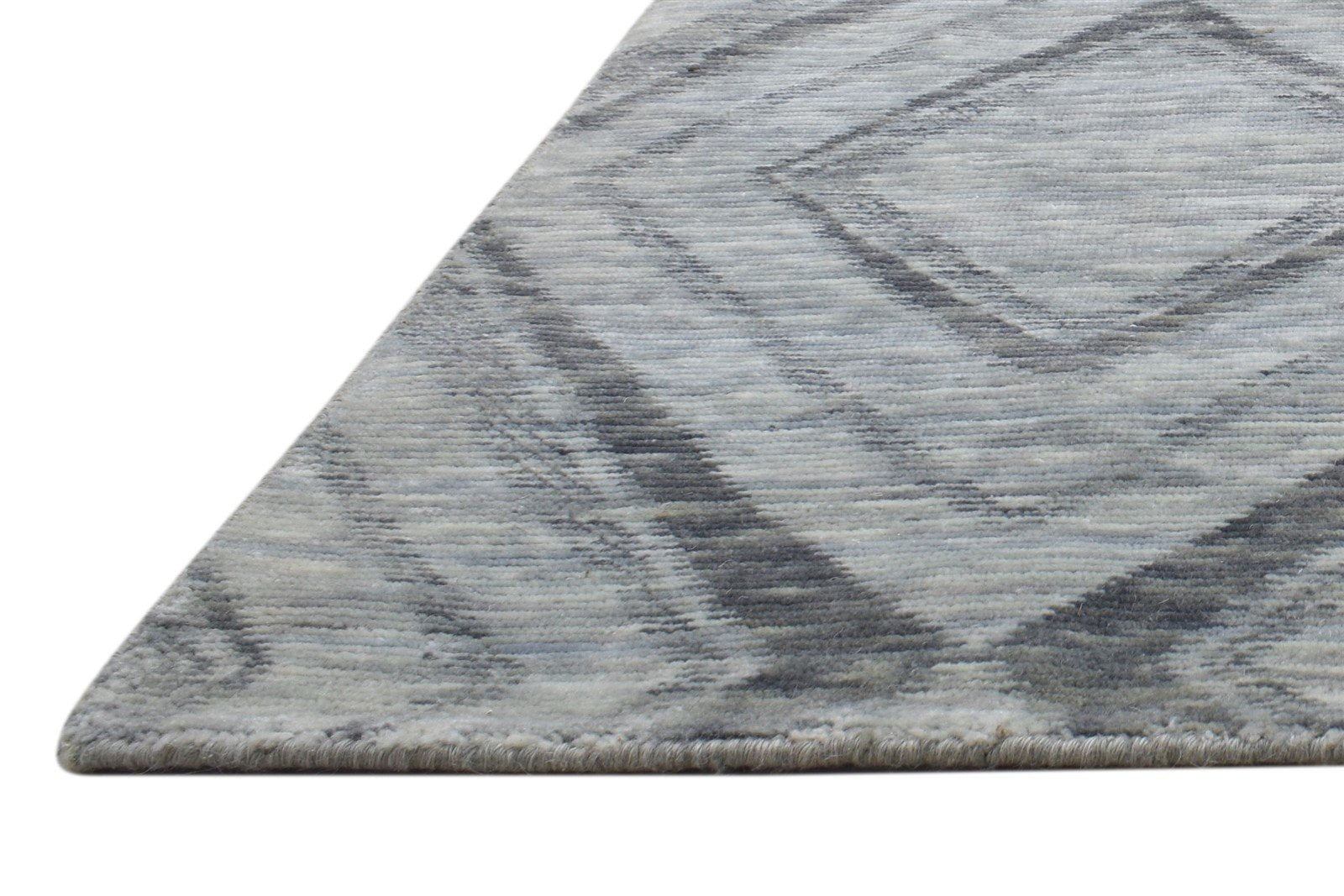 Jacquard Loom Grey Wool Silk Rug 2' X 8' Modern Moroccan Trellis Small Runner   7864146264213
