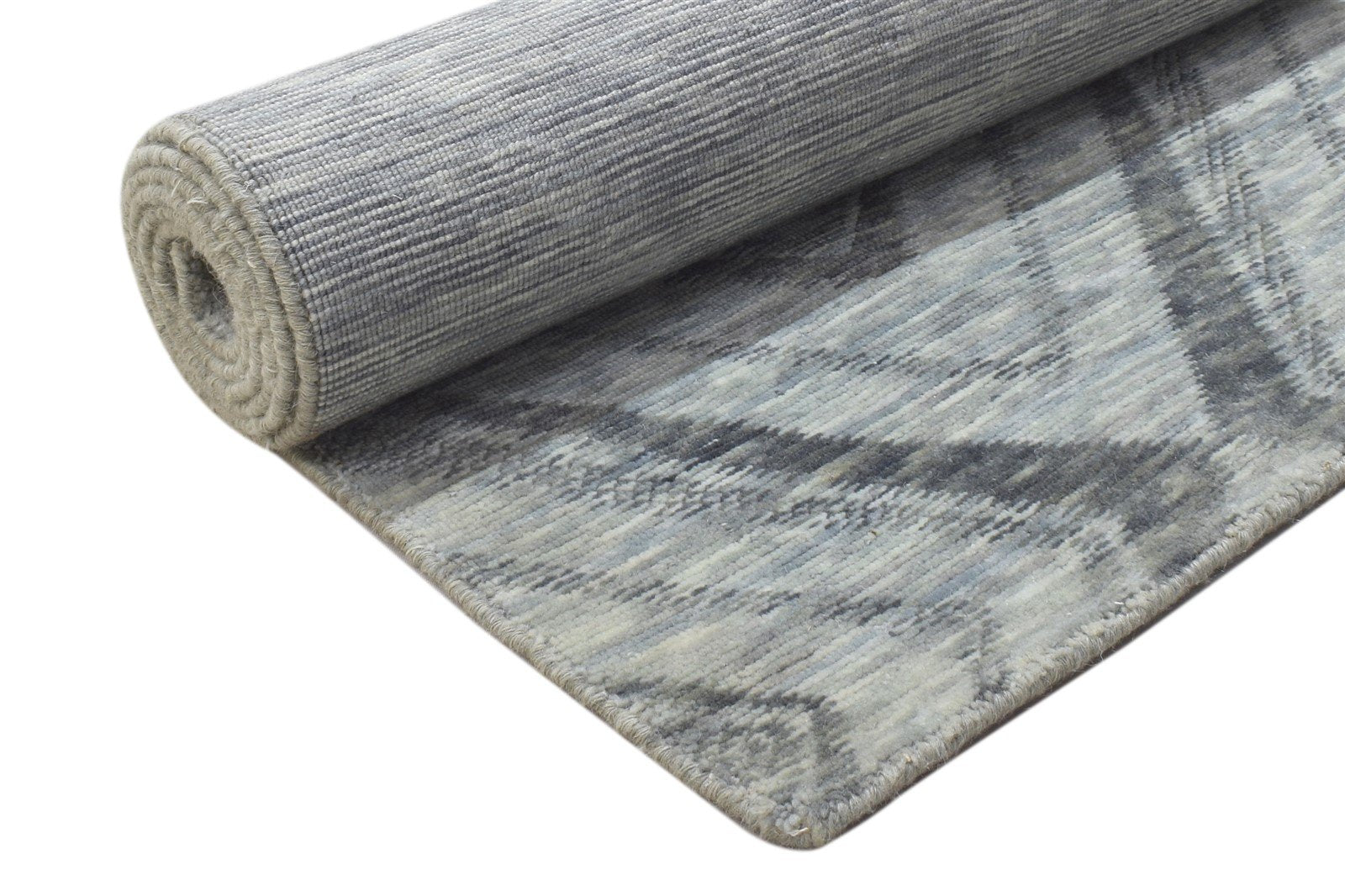 Jacquard Loom Grey Wool Silk Rug 2' X 8' Modern Moroccan Trellis Small Runner   7864146264213