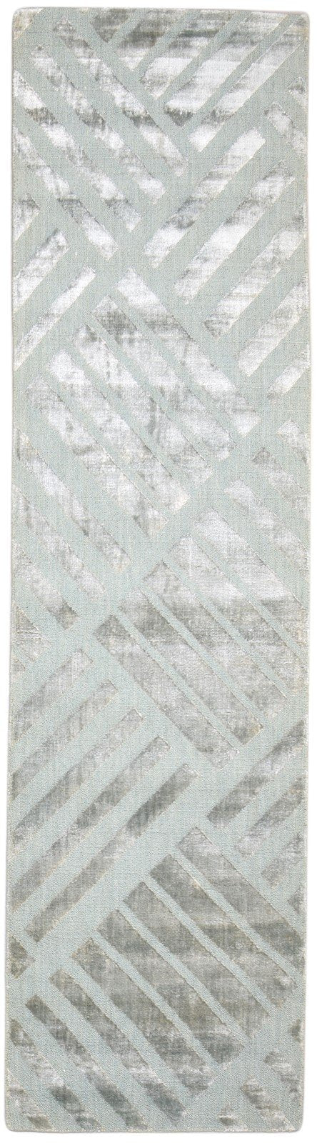 Jacquard Loom Grey Wool Silk Rug 2X8 Modern Scandinavian Geometric Small Runner   7864147542165