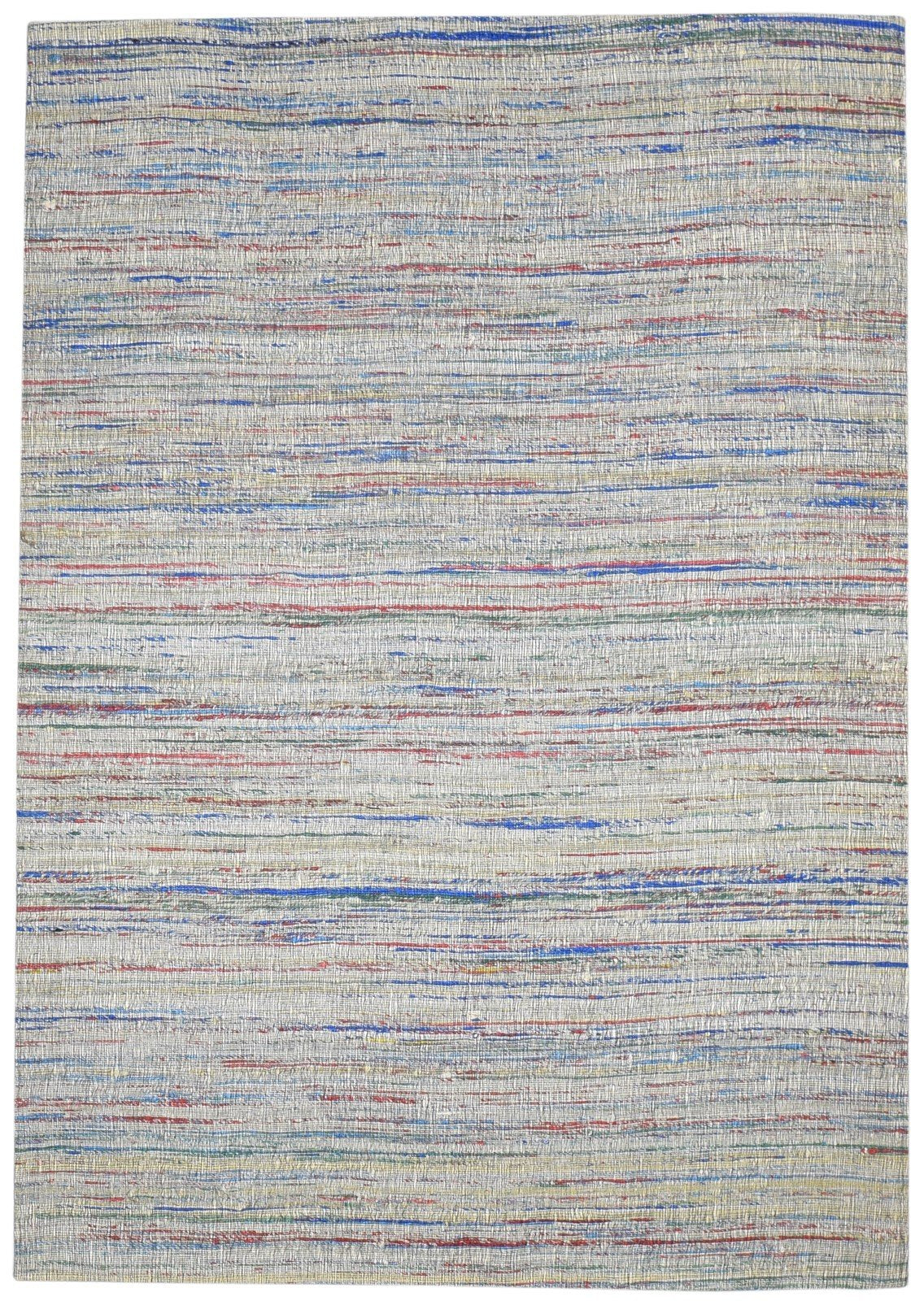 Jacquard Loom Grey Wool / Silk Rug 5X7 Modern Bohemian Striped Room Size Carpet   7864177885333