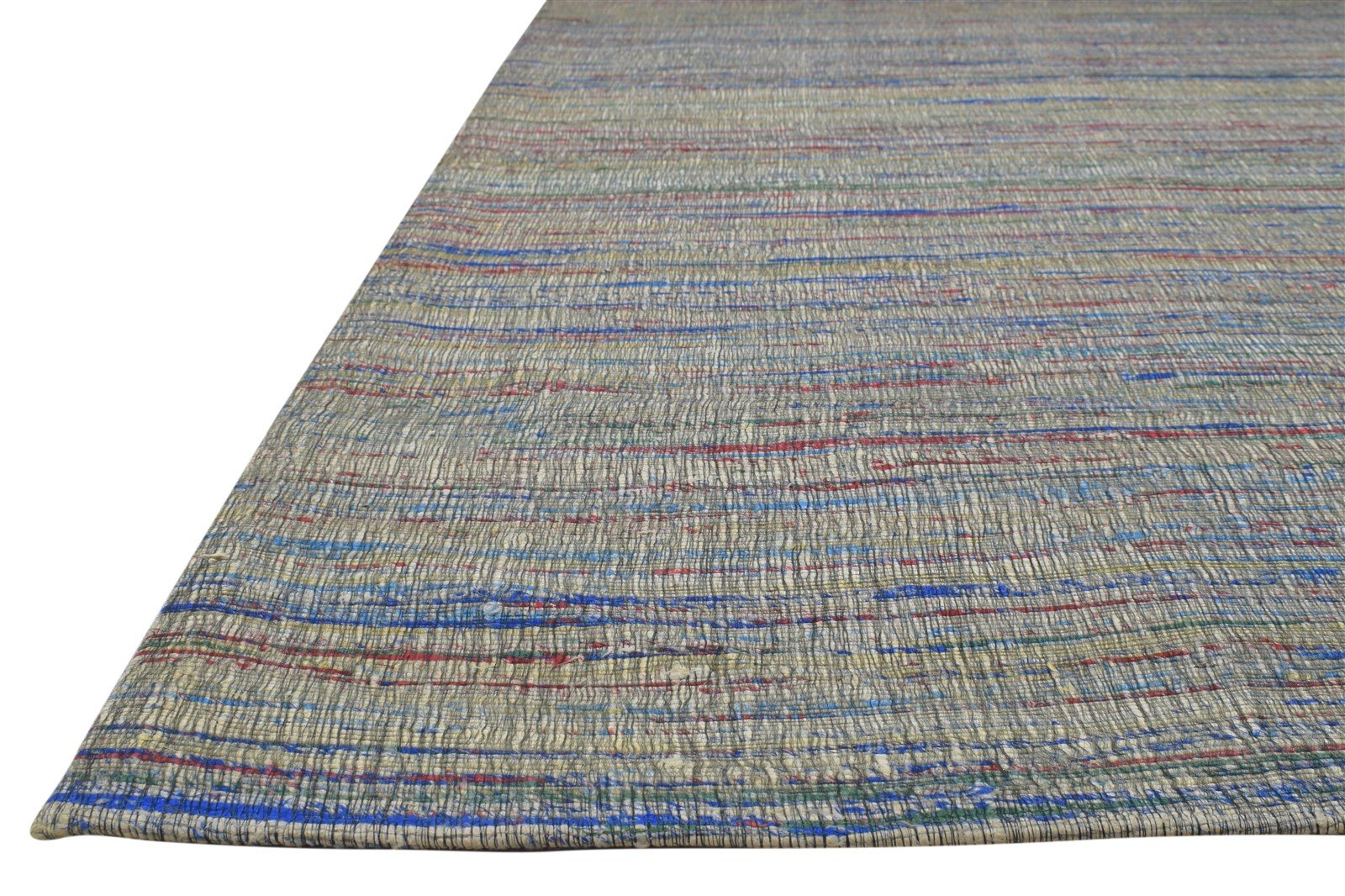 Jacquard Loom Grey Wool / Silk Rug 5X7 Modern Bohemian Striped Room Size Carpet   7864177885333