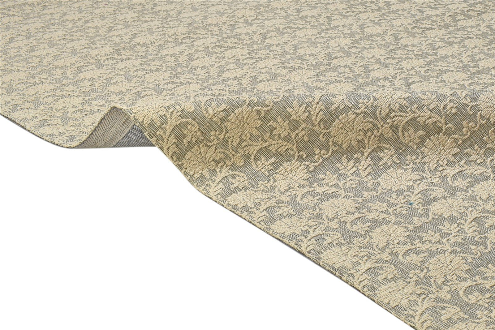 Jacquard Loom Grey Wool / Silk Rug 5X7 Modern French Floral Room Size Carpet   7864178835605