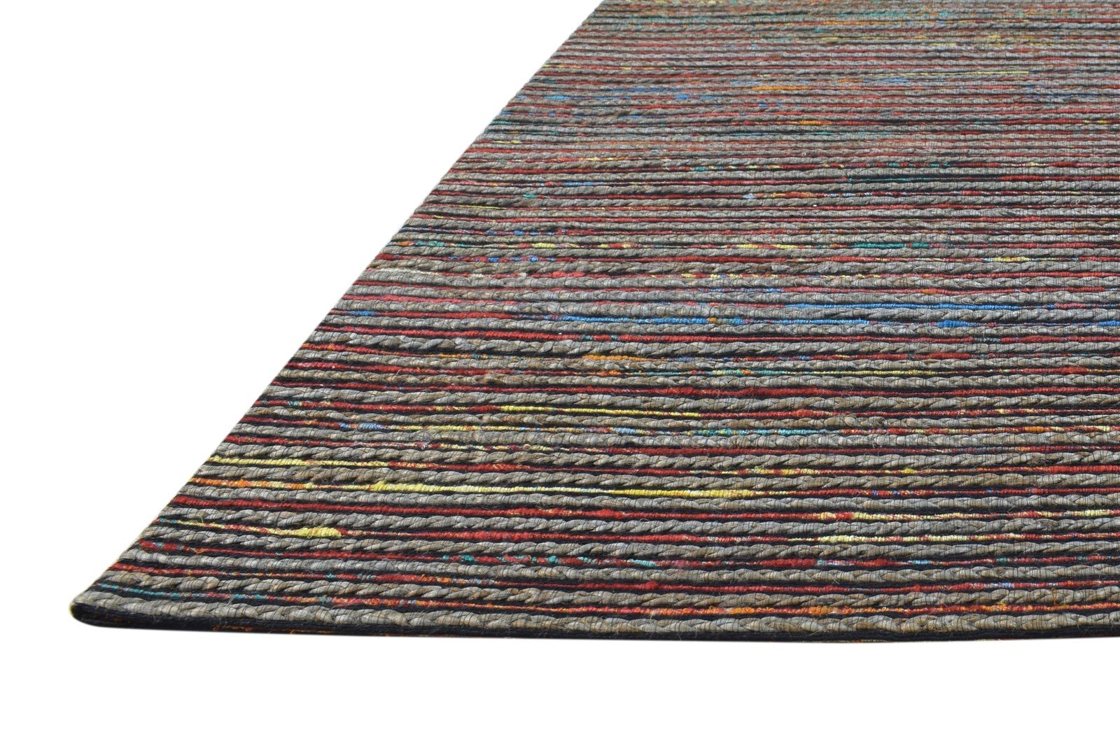 Tallou Jacquard Loom Multi Color Polyester Rug 5X7 Modern Scandinavian Striped   7865007243413