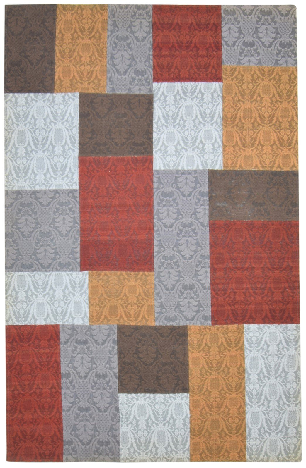 Jacquard Loom Multi Color Wool / Silk Rug 5X8 Modern Bohemian Damask Room Size   7864178180245