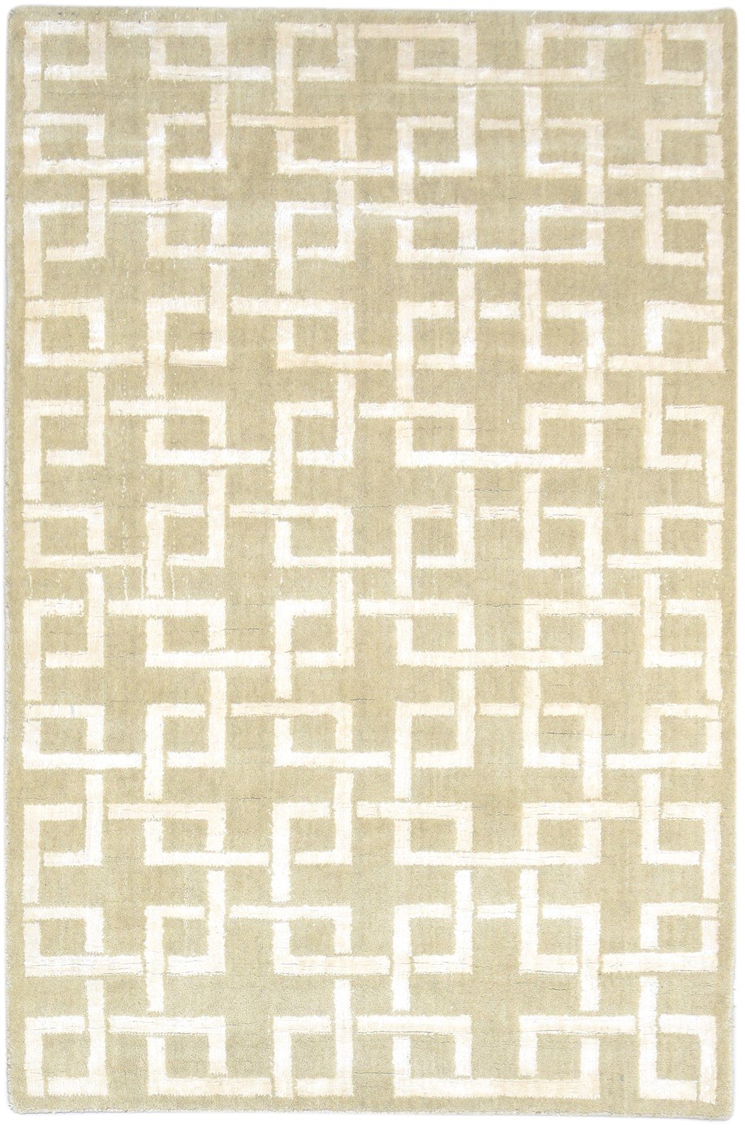 Jacquard Loom Sand Wool Silk Rug 4X6 Modern Scandinavian Geometric Room Size   7864145641621