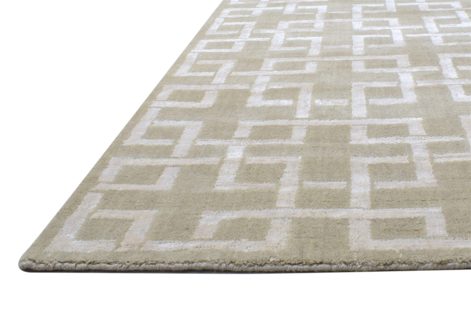Jacquard Loom Sand Wool Silk Rug 4X6 Modern Scandinavian Geometric Room Size   7864145641621